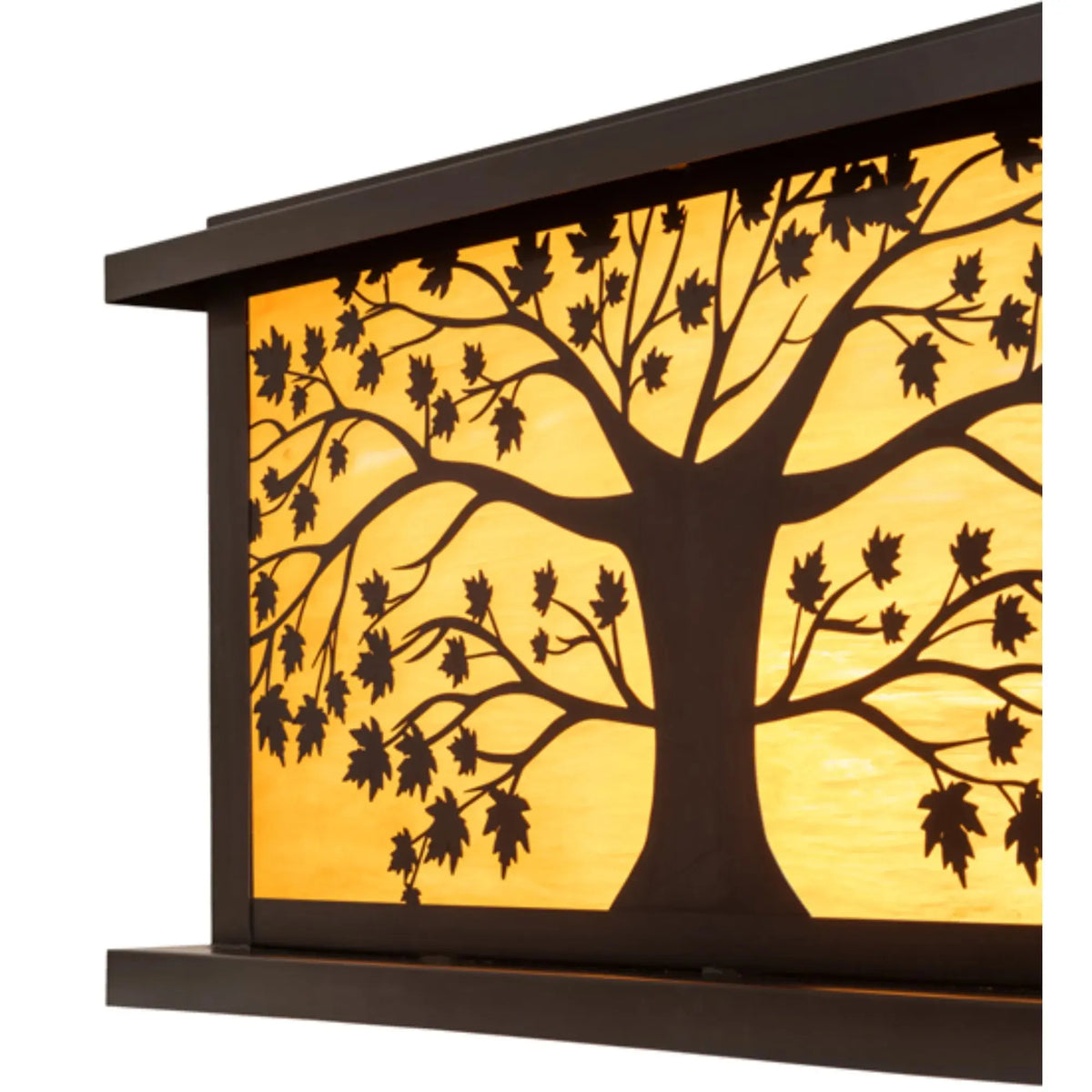 34" Square Maple Tree Pier Mount – Craftsman Brown – Honey Art Glass – Wet-Rated – Meyda Lighting Meyda Lighting