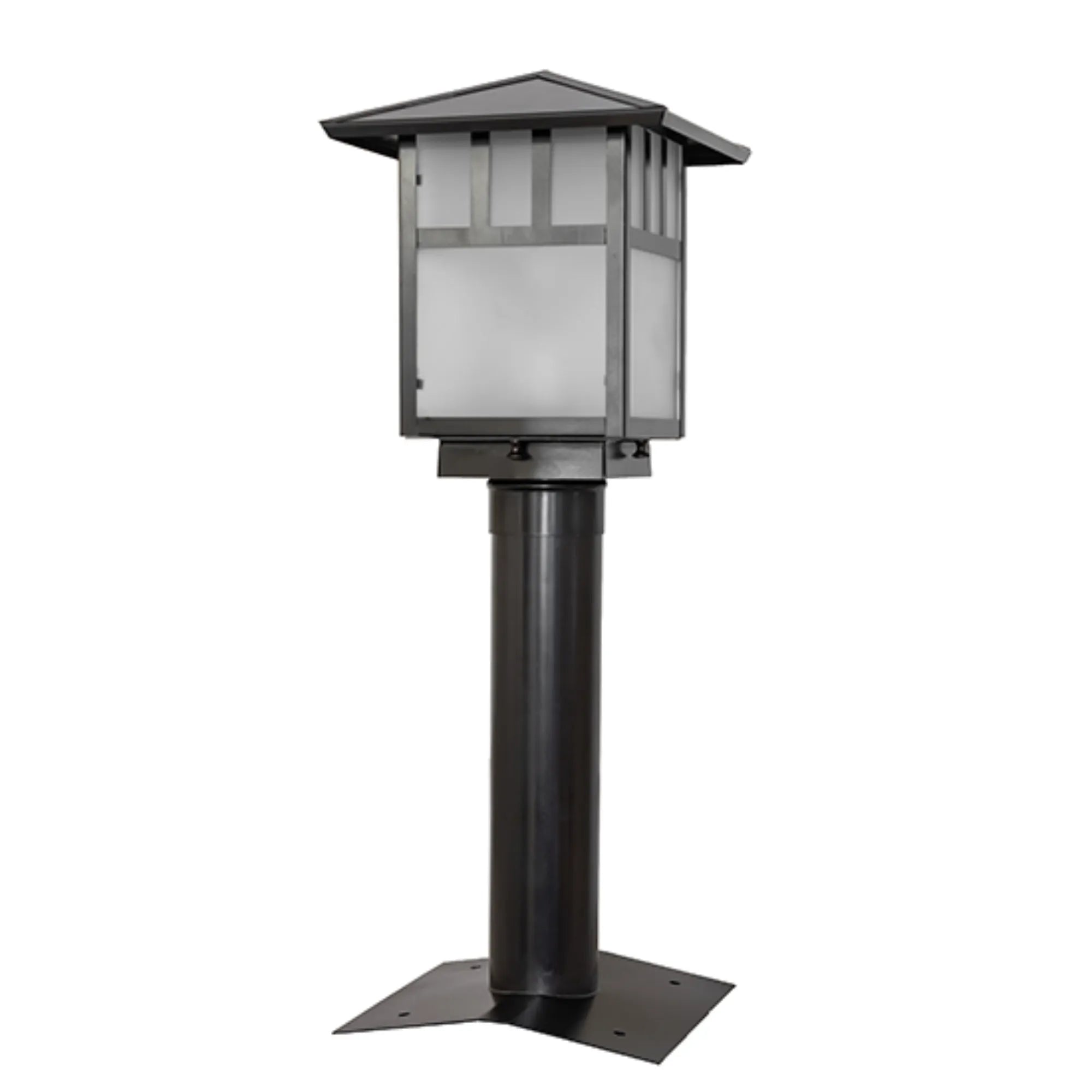 9" Square Seneca Double Bar Mission Post Mount – Craftsman Brown – Wet-Rated – Meyda Lighting