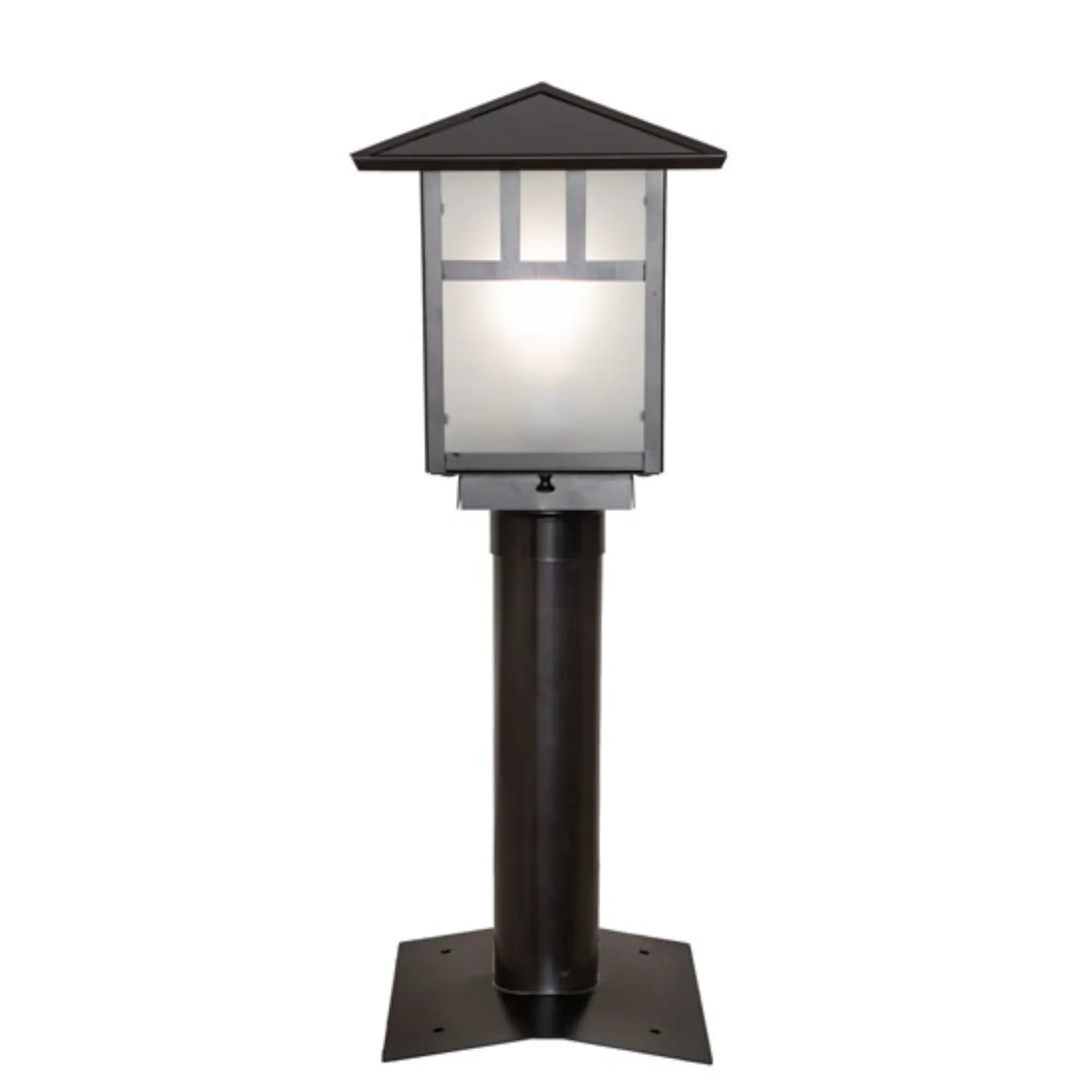 9" Square Seneca Double Bar Mission Post Mount – Craftsman Brown – Wet-Rated – Meyda Lighting