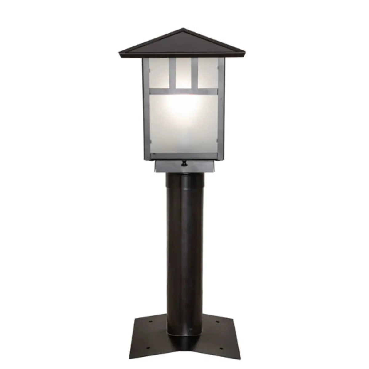 9" Square Seneca Double Bar Mission Post Mount – Craftsman Brown – Wet-Rated – Meyda Lighting Meyda Lighting