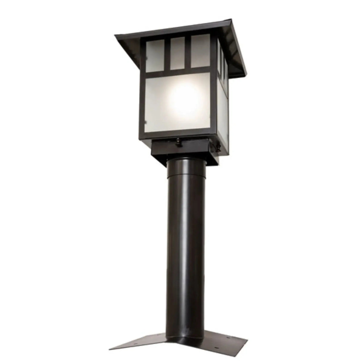 9" Square Seneca Double Bar Mission Post Mount – Craftsman Brown – Wet-Rated – Meyda Lighting Meyda Lighting