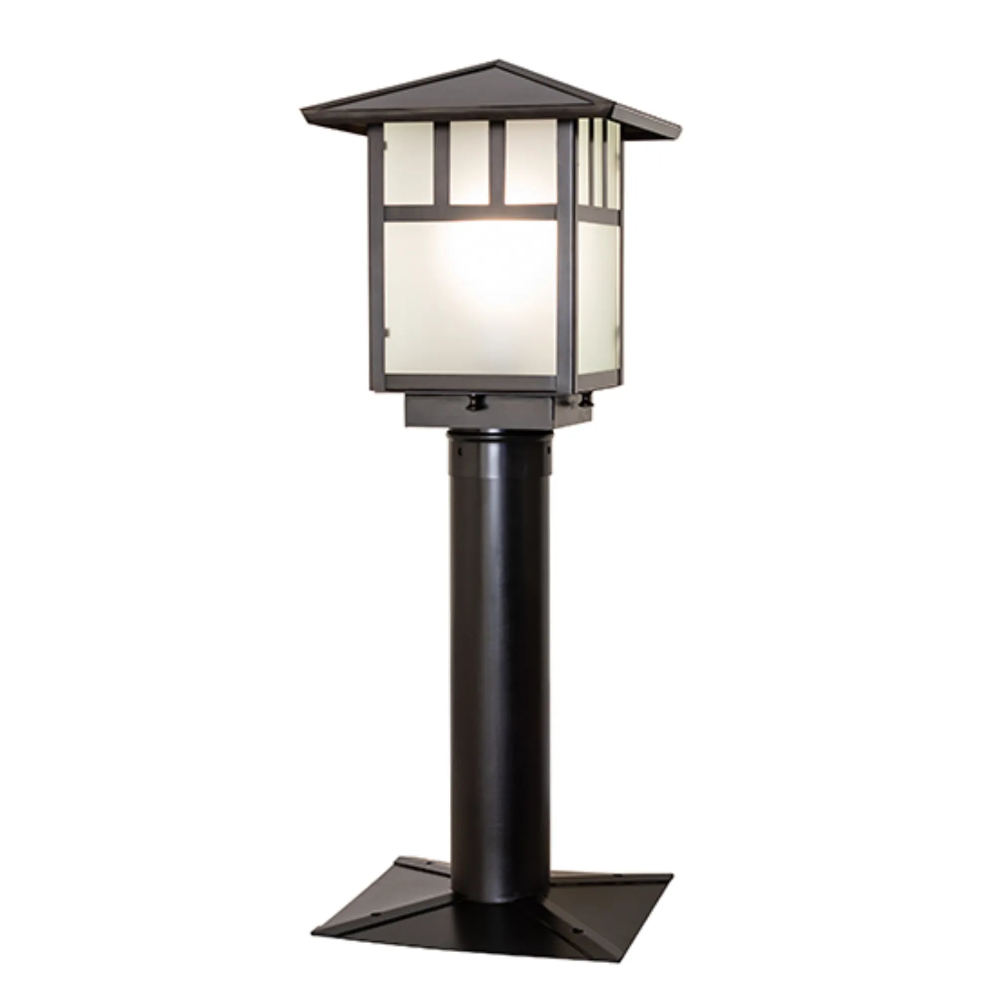 9" Square Seneca Double Bar Mission Post Mount – Craftsman Brown – Wet-Rated – Meyda Lighting