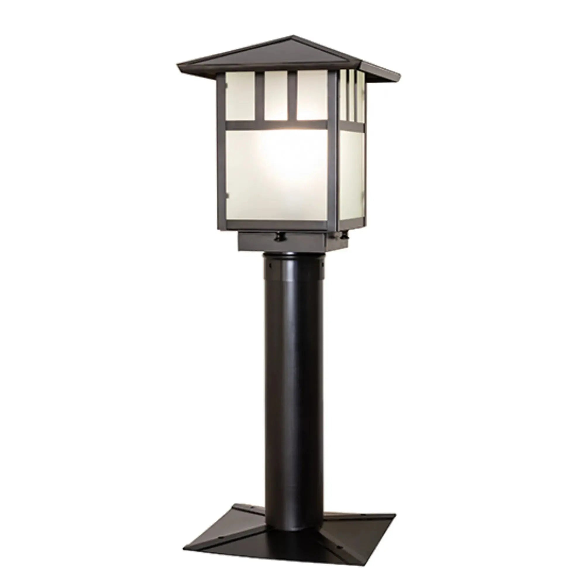 9" Square Seneca Double Bar Mission Post Mount – Craftsman Brown – Wet-Rated – Meyda Lighting Meyda Lighting