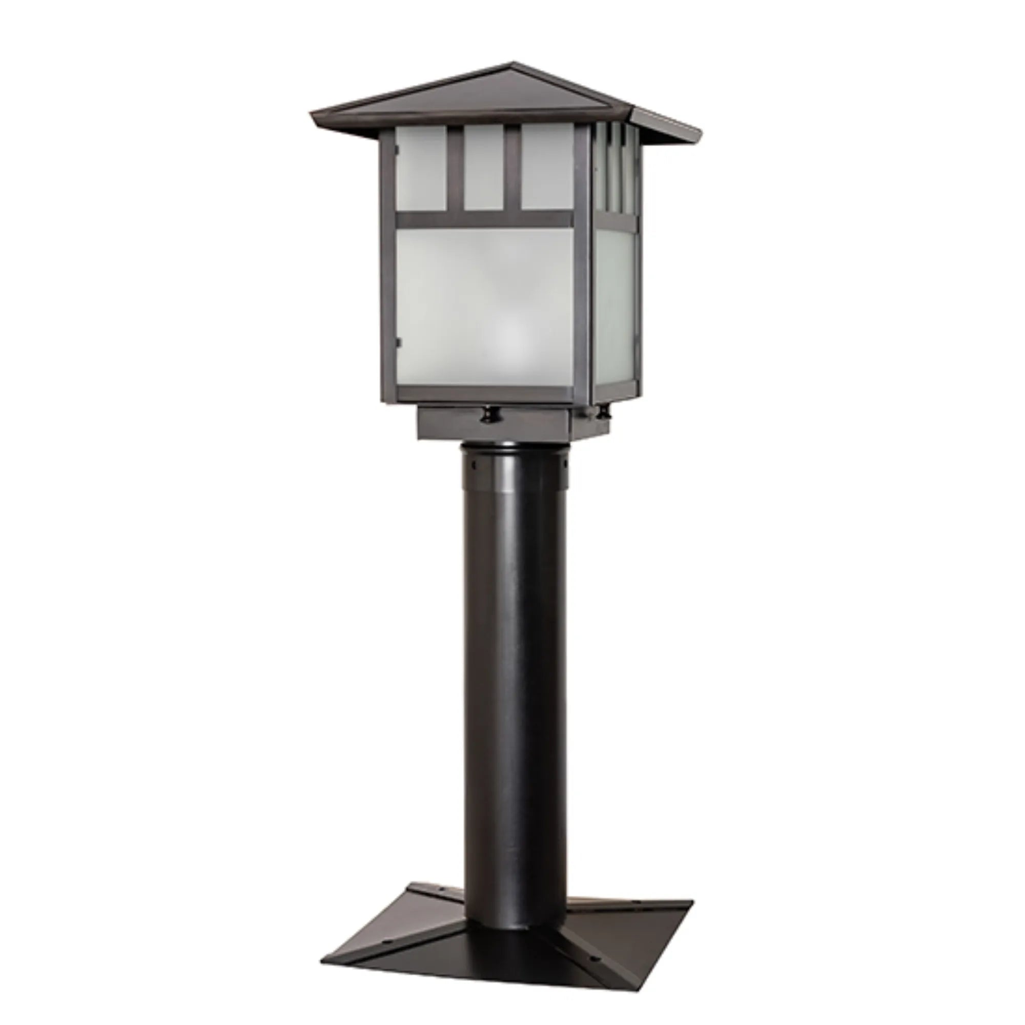 9" Square Seneca Double Bar Mission Post Mount – Craftsman Brown – Wet-Rated – Meyda Lighting