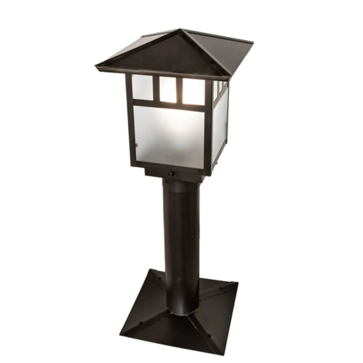 9" Square Seneca Double Bar Mission Post Mount – Craftsman Brown – Wet-Rated – Meyda Lighting Meyda Lighting