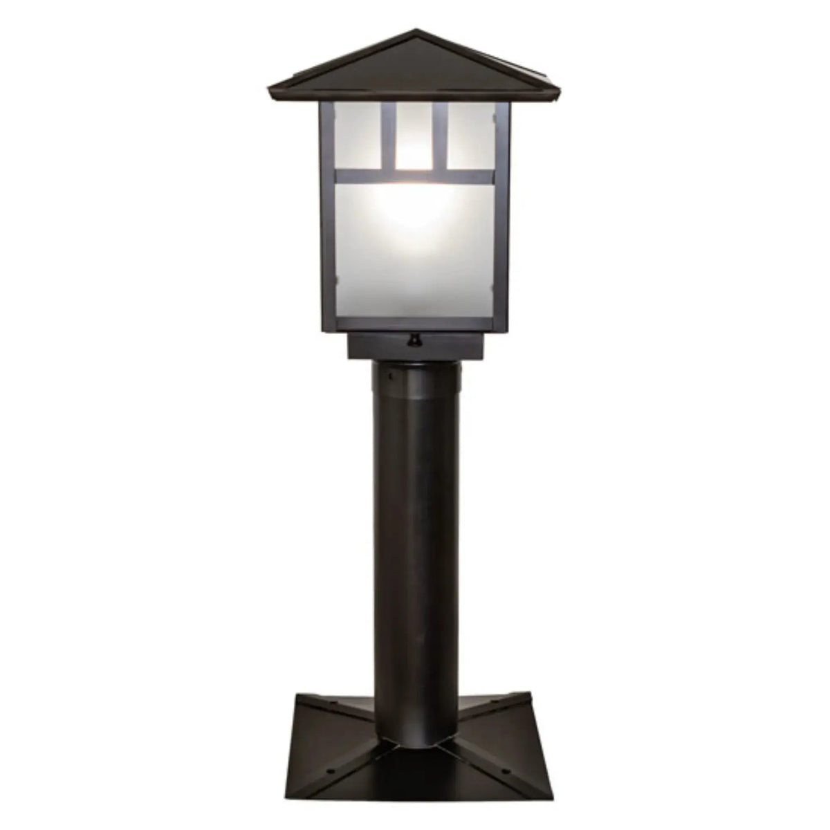 9" Square Seneca Double Bar Mission Post Mount – Craftsman Brown – Wet-Rated – Meyda Lighting Meyda Lighting