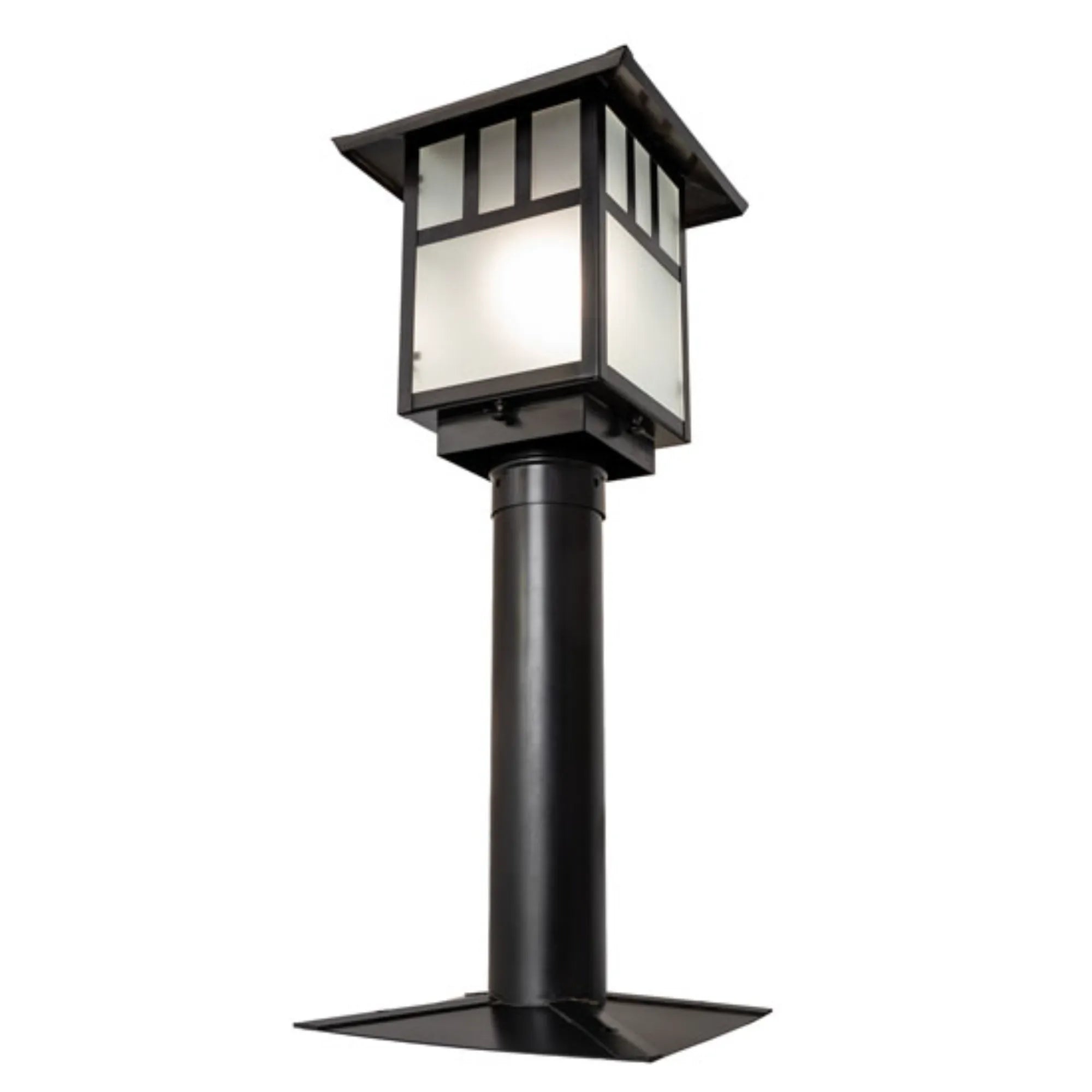 9" Square Seneca Double Bar Mission Post Mount – Craftsman Brown – Wet-Rated – Meyda Lighting