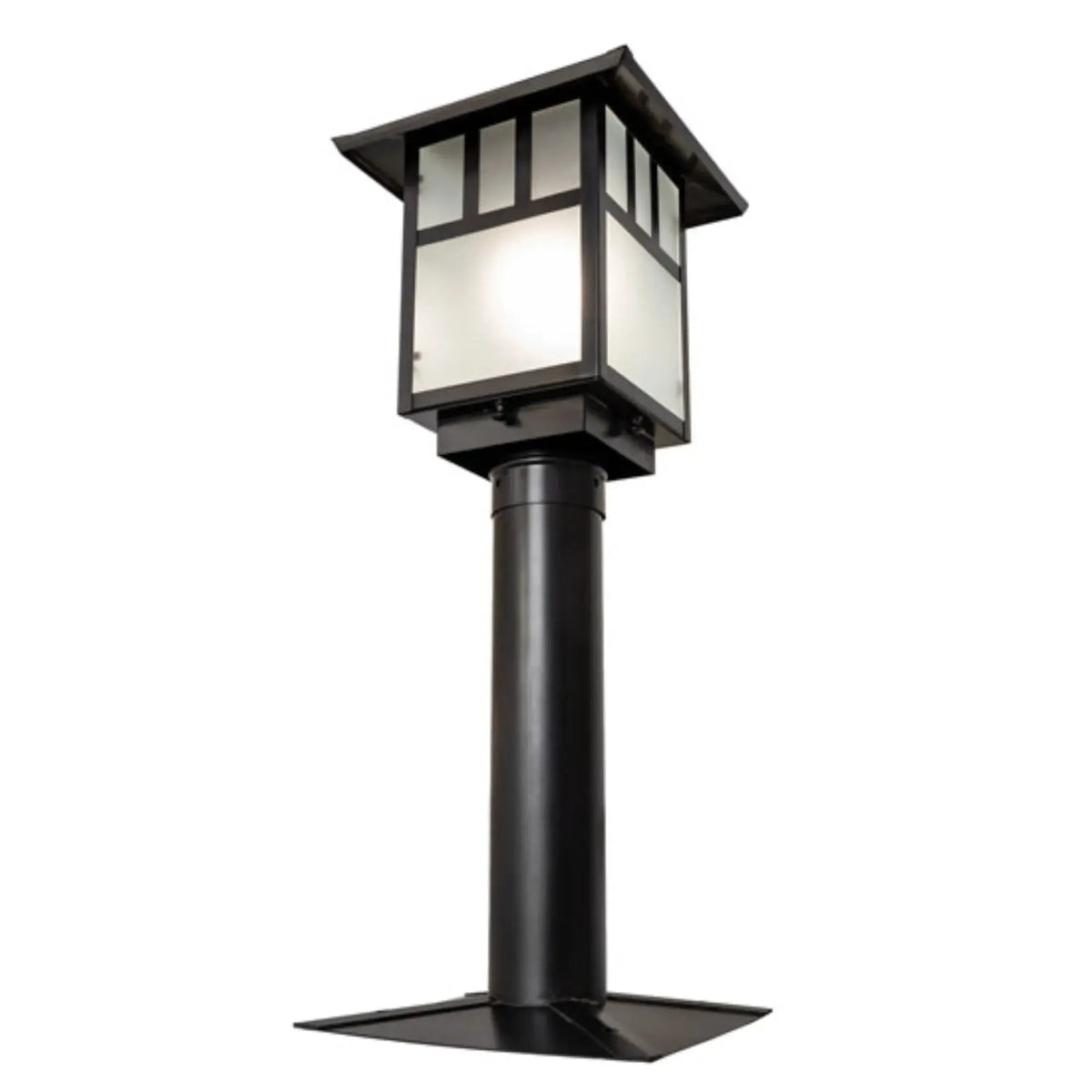 9" Square Seneca Double Bar Mission Post Mount – Craftsman Brown – Wet-Rated – Meyda Lighting Meyda Lighting