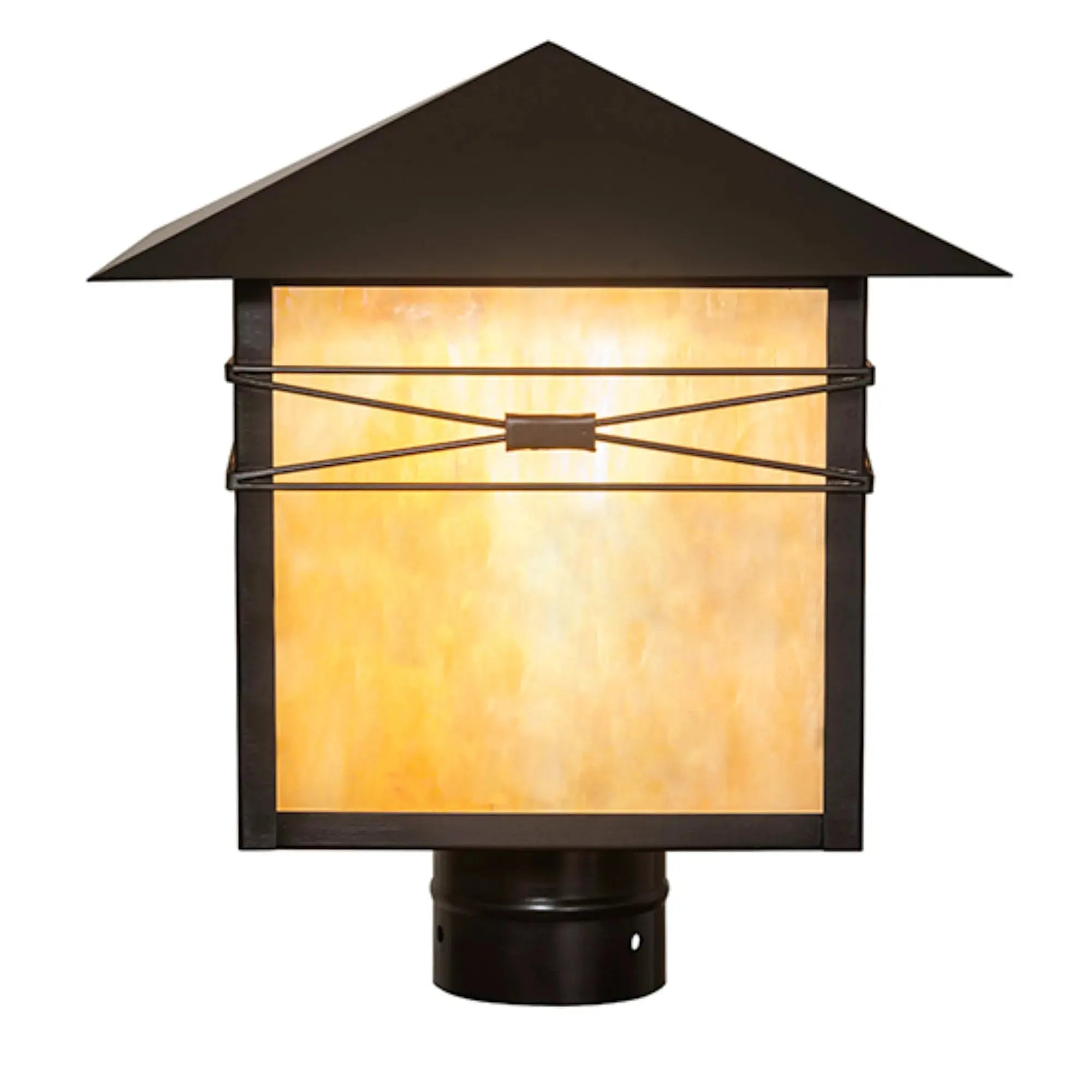 11" Square Seneca Saltire Post Mount – Craftsman Brown – Wet-Rated – Meyda Lighting Meyda Lighting
