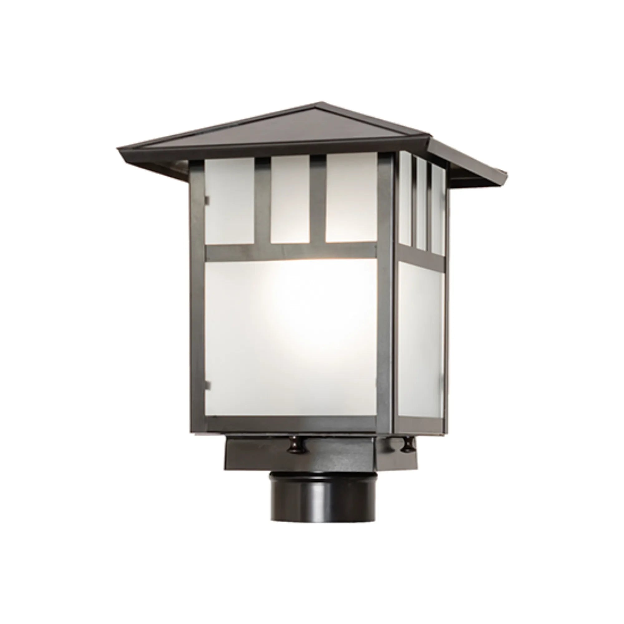 9" Square Seneca Double Bar Mission Post Mount – Craftsman Brown – Wet-Rated – Meyda Lighting