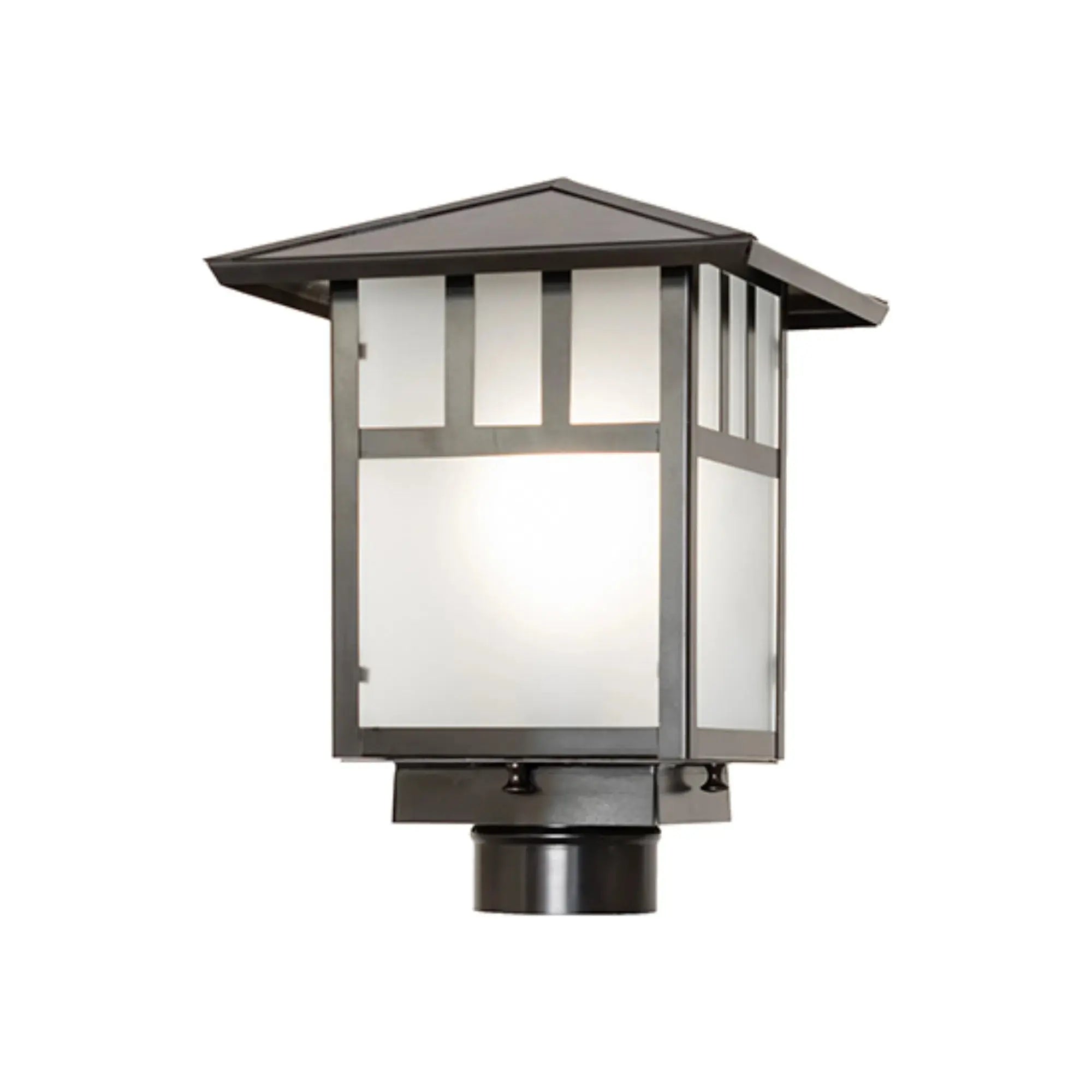 9" Square Seneca Double Bar Mission Post Mount – Craftsman Brown – Wet-Rated – Meyda Lighting Meyda Lighting