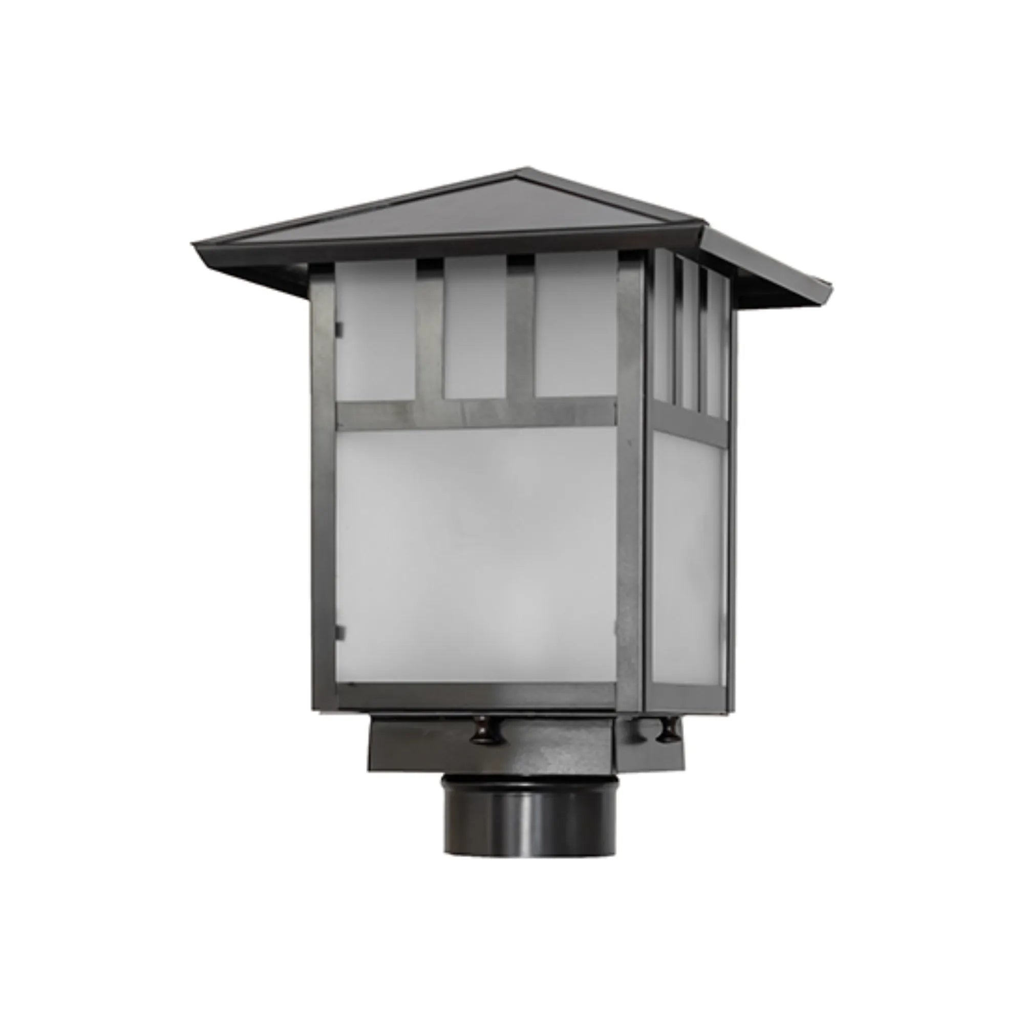 9" Square Seneca Double Bar Mission Post Mount – Craftsman Brown – Wet-Rated – Meyda Lighting
