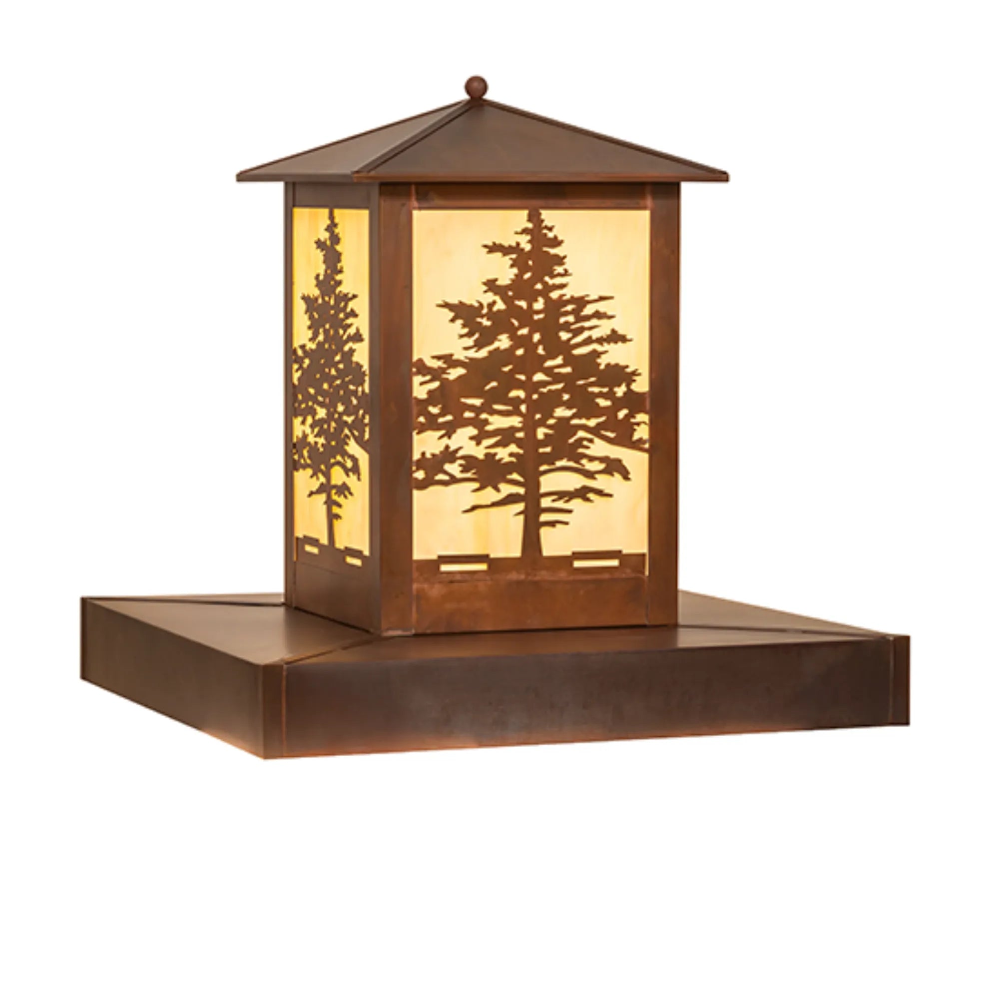 27" Square Tamarack Pier Mount – Vintage Copper – Travertine Idalight – Wet-Rated – Meyda Lighting