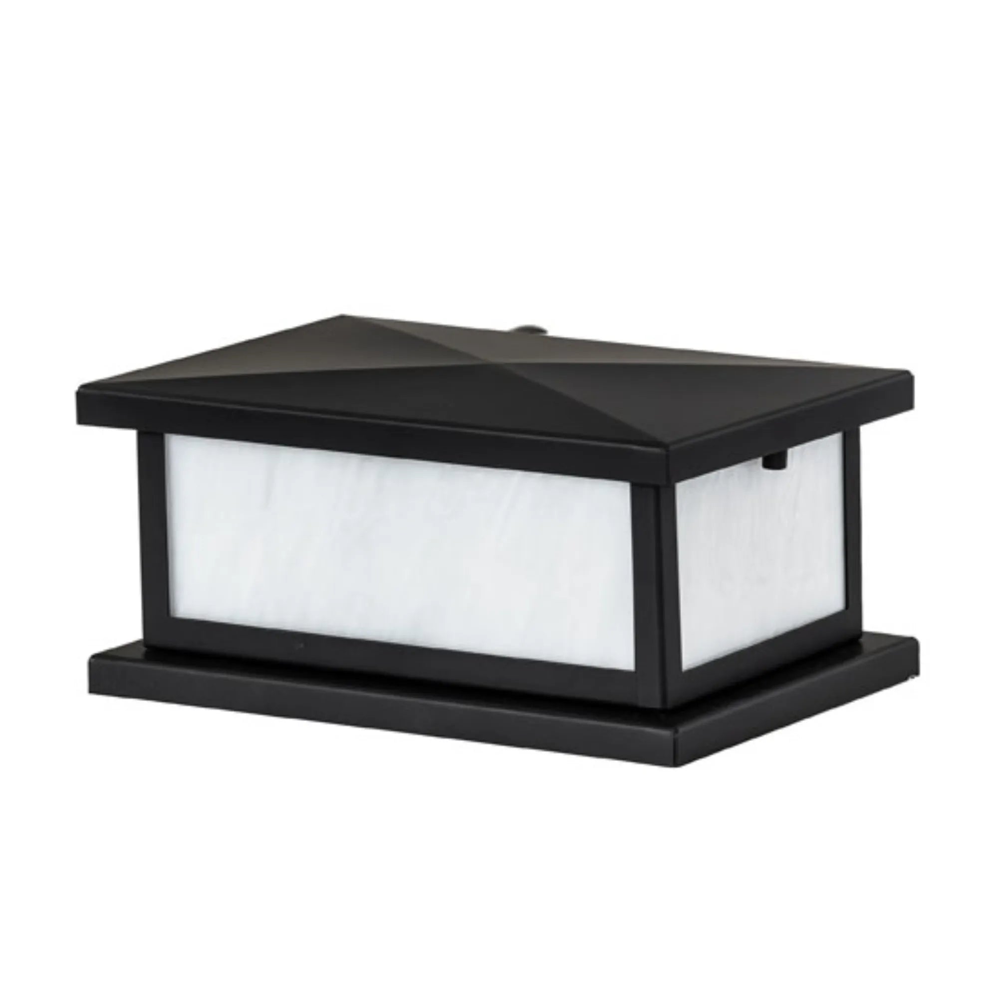 9" Long Mission Prime Pier Mount – Solar Black – White Art Glass – Wet-Rated – Meyda Lighting