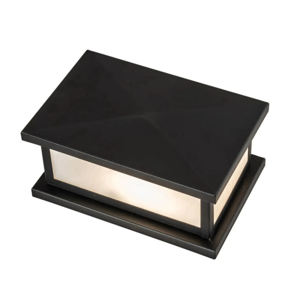 9" Long Mission Prime Pier Mount – Solar Black – White Art Glass – Wet-Rated – Meyda Lighting Meyda Lighting