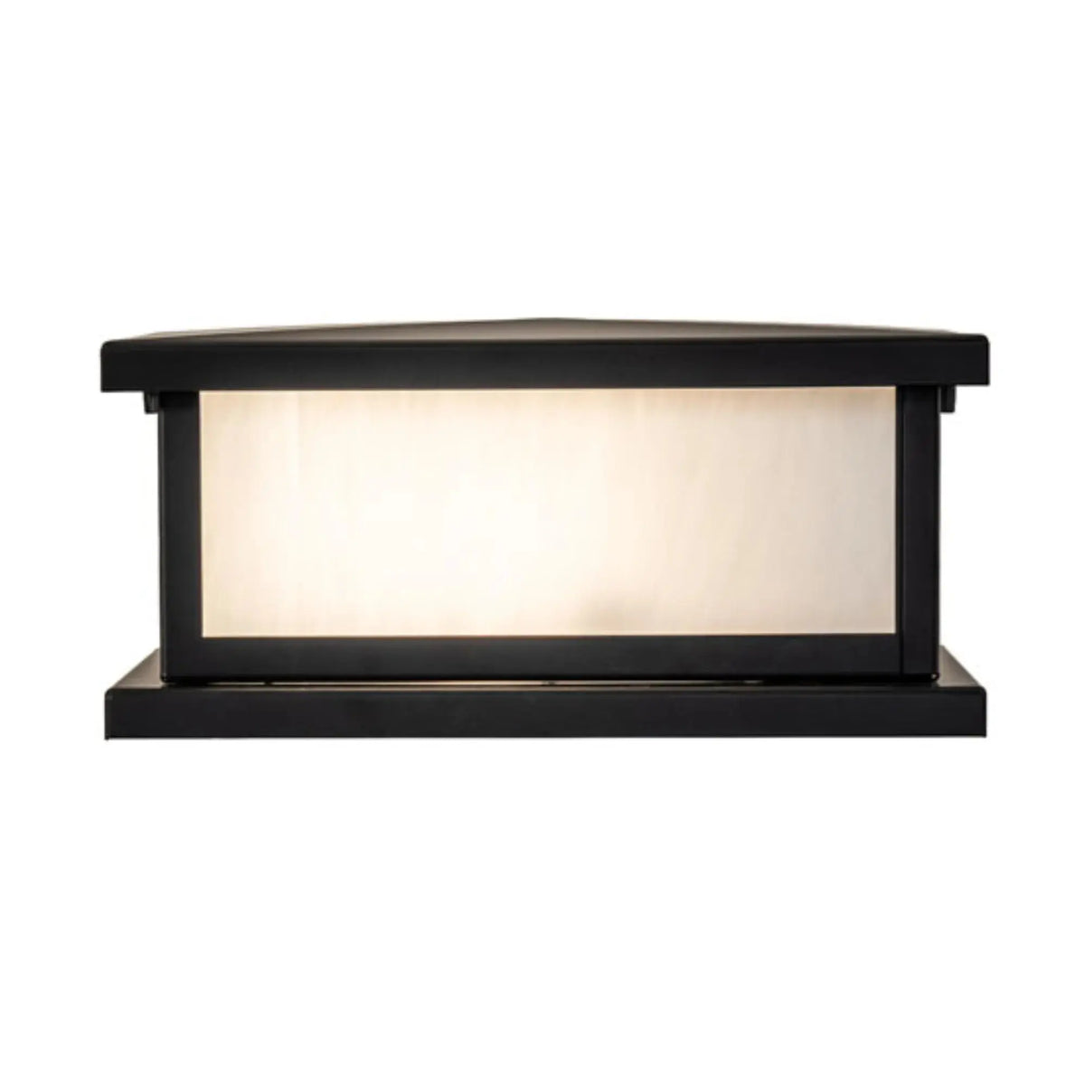 9" Long Mission Prime Pier Mount – Solar Black – White Art Glass – Wet-Rated – Meyda Lighting Meyda Lighting