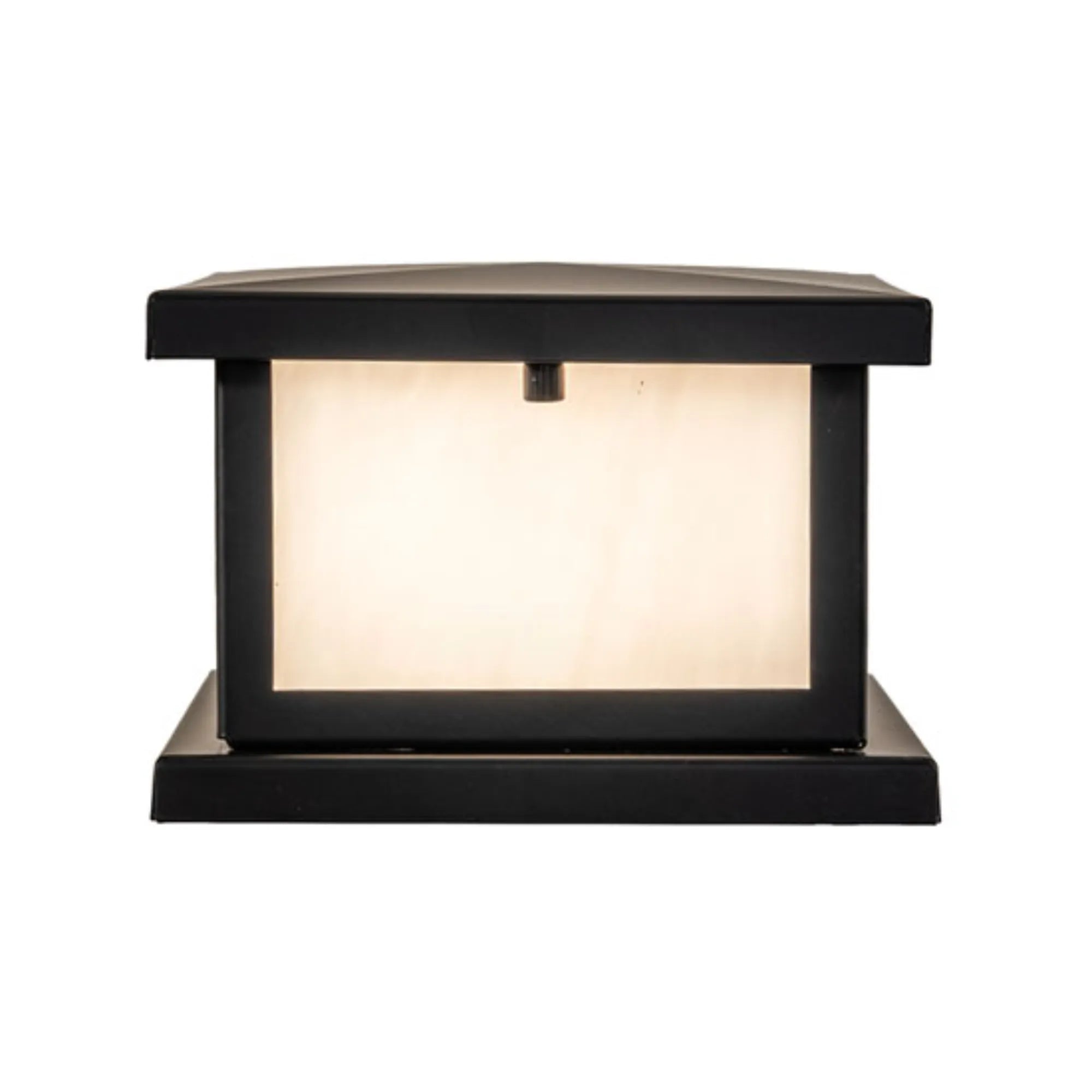 9" Long Mission Prime Pier Mount – Solar Black – White Art Glass – Wet-Rated – Meyda Lighting
