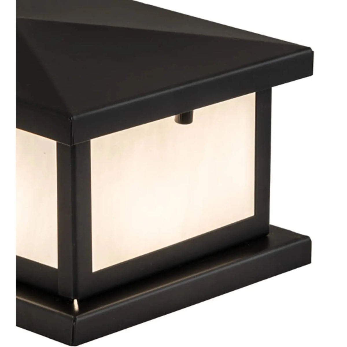 9" Long Mission Prime Pier Mount – Solar Black – White Art Glass – Wet-Rated – Meyda Lighting Meyda Lighting