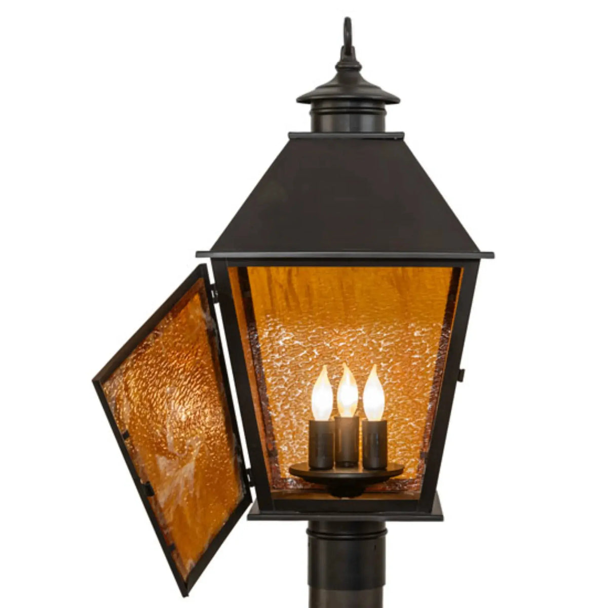 11" Square Turin Post Mount – Craftsman Brown – Honey Ripple Glass – Wet-Rated – Meyda Lighting Meyda Lighting