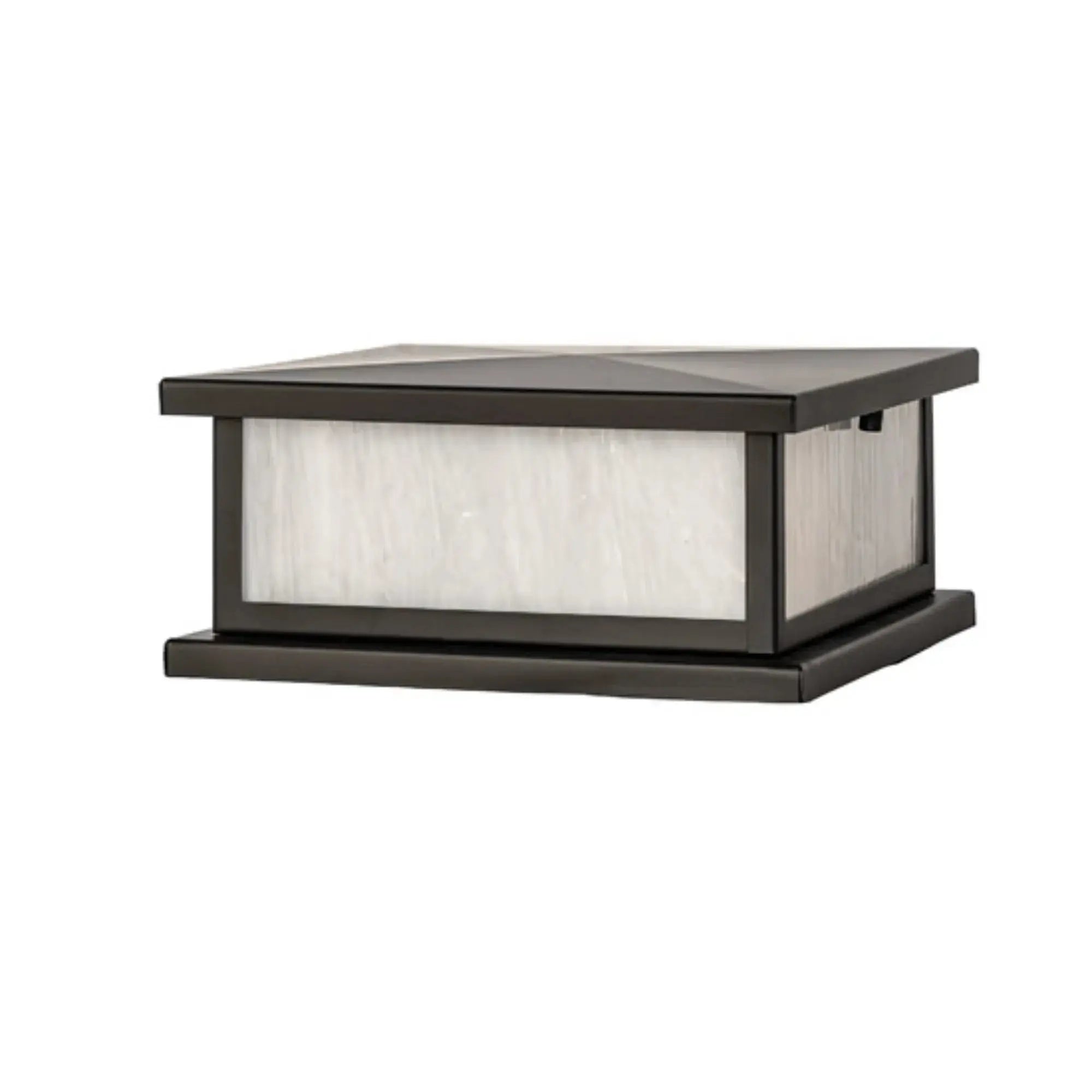 9" Square Mission Prime Pier Mount – Solar Black – White Art Glass – Wet-Rated – Meyda Lighting Meyda Lighting