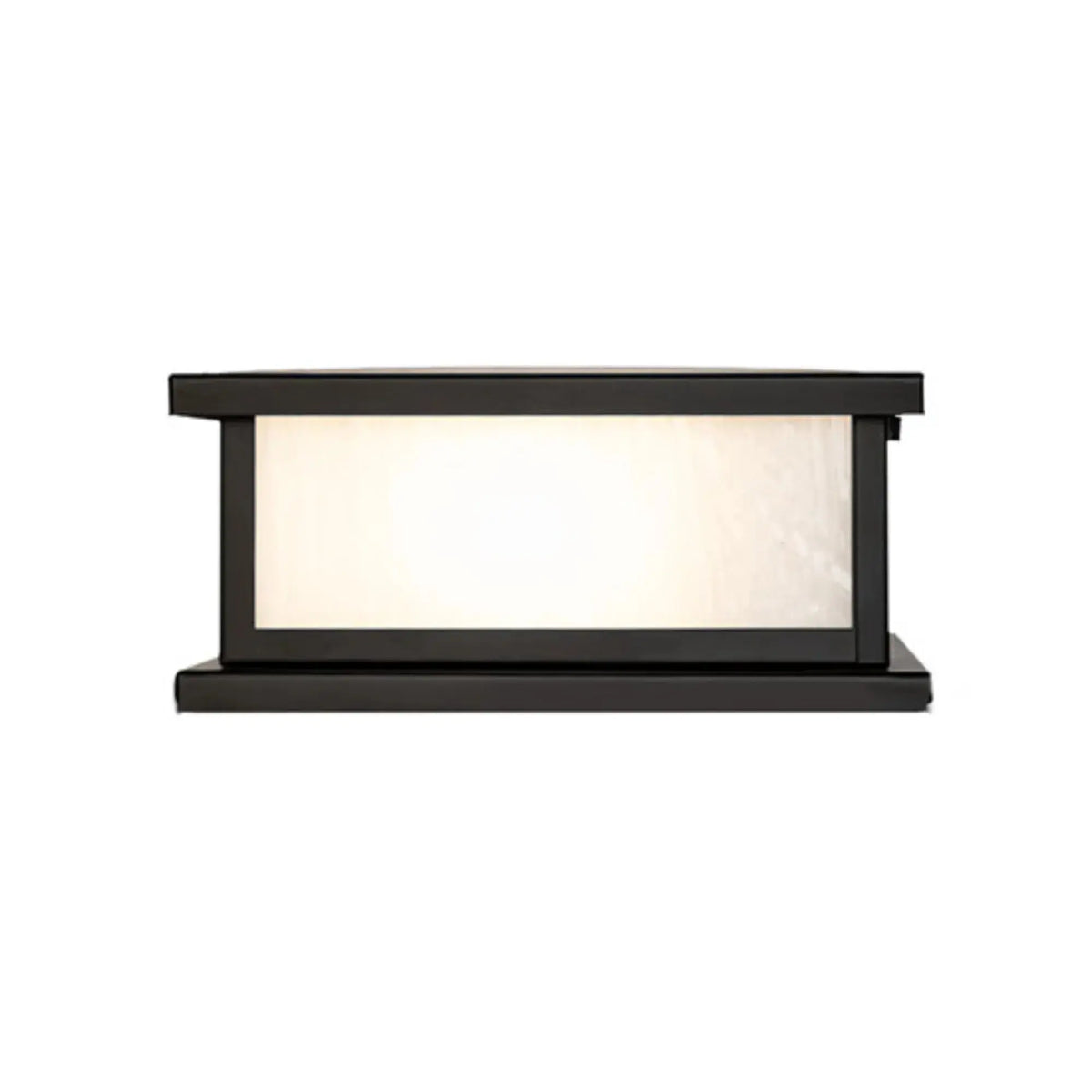 9" Square Mission Prime Pier Mount – Solar Black – White Art Glass – Wet-Rated – Meyda Lighting Meyda Lighting