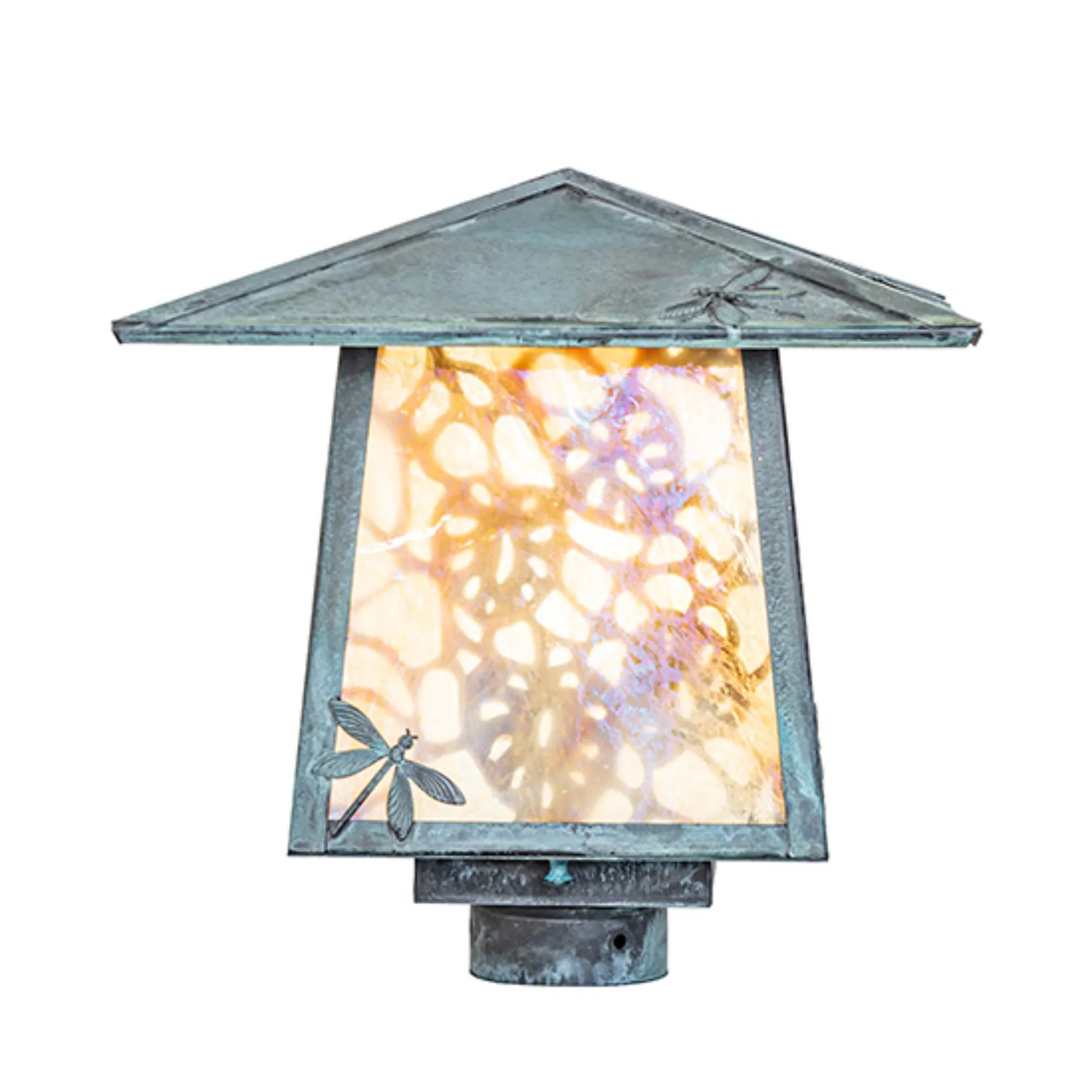 12" Square Stillwater Lotus Leaf and Dragonfly Post Mount – Meyda Lighting