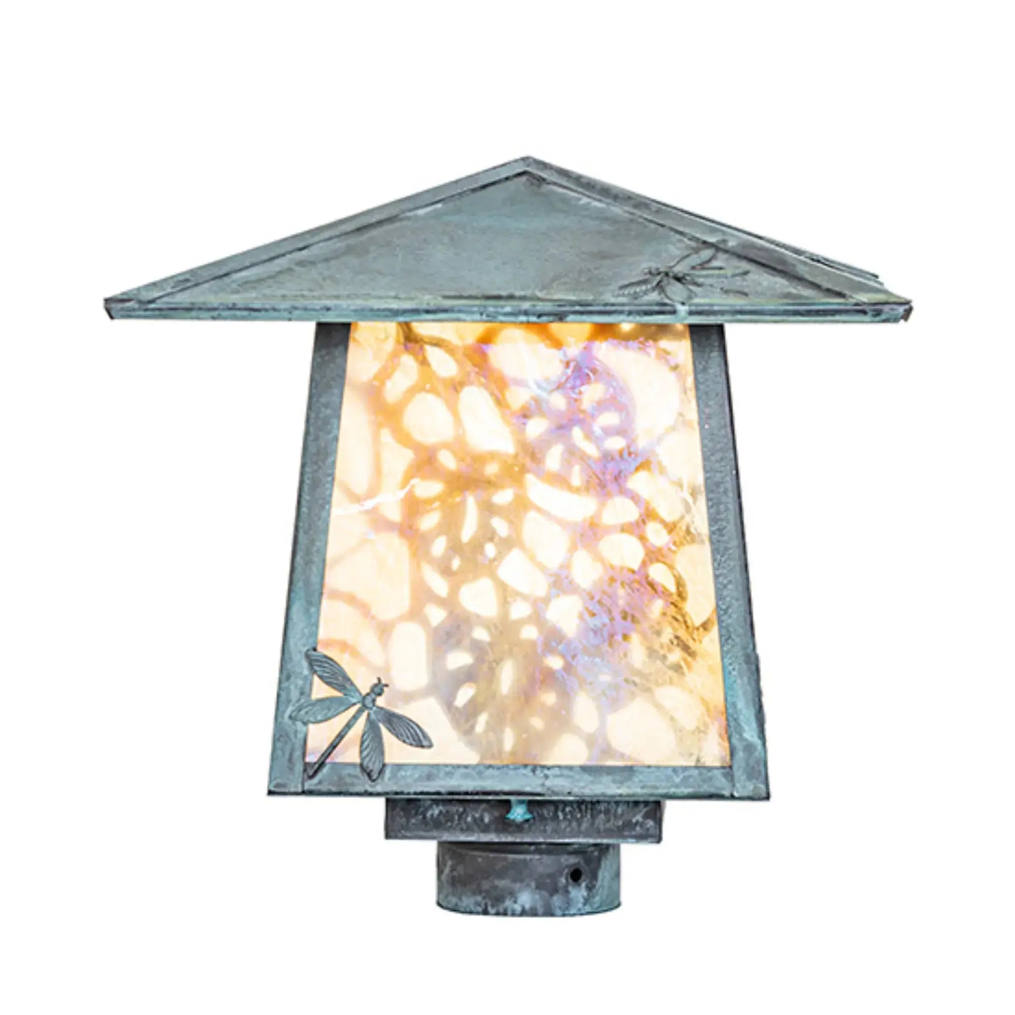 12" Square Stillwater Lotus Leaf and Dragonfly Post Mount – Meyda Lighting Meyda Lighting