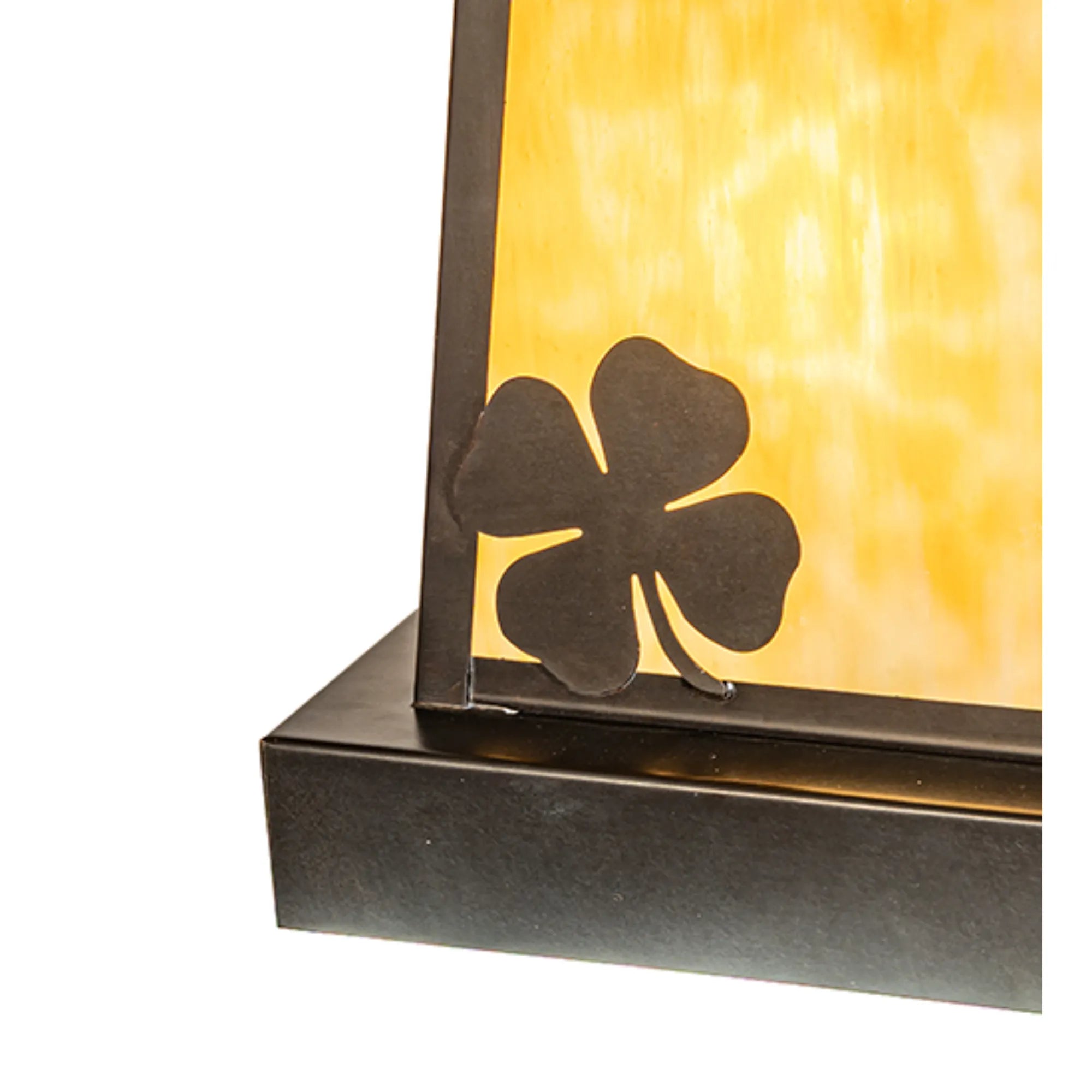 12" Square Shamrock Pier Mount – Craftsman Brown – Beige Art Glass – Wet-Rated – Meyda Lighting