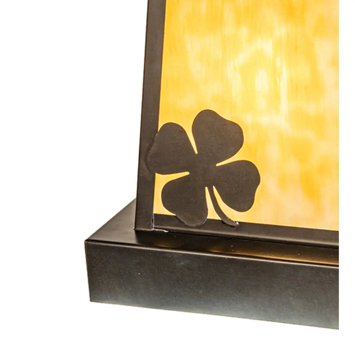 12" Square Shamrock Pier Mount – Craftsman Brown – Beige Art Glass – Wet-Rated – Meyda Lighting Meyda Lighting