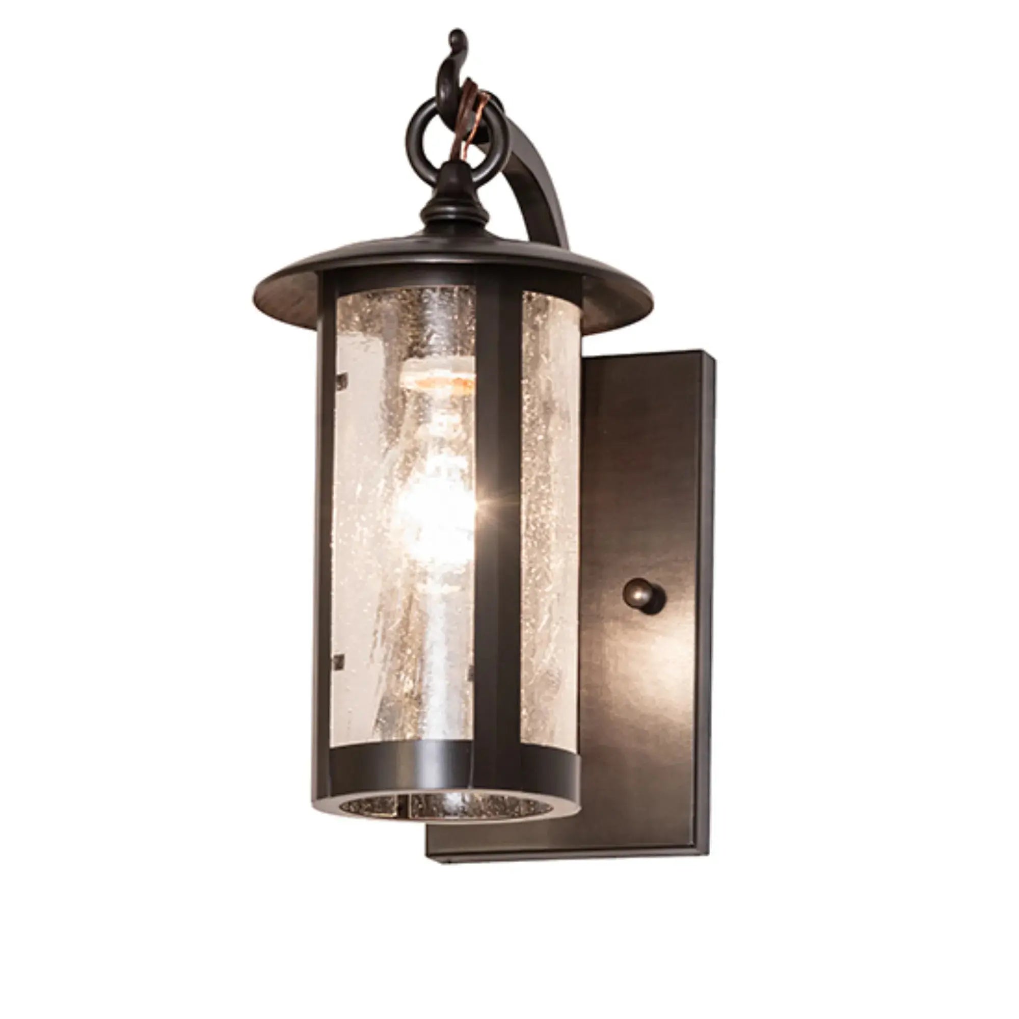 6" Wide Fulton Prime Wall Sconce – Craftsman Brown – Clear Seeded Glass – Wet-Rated – Meyda Lighting Meyda Lighting