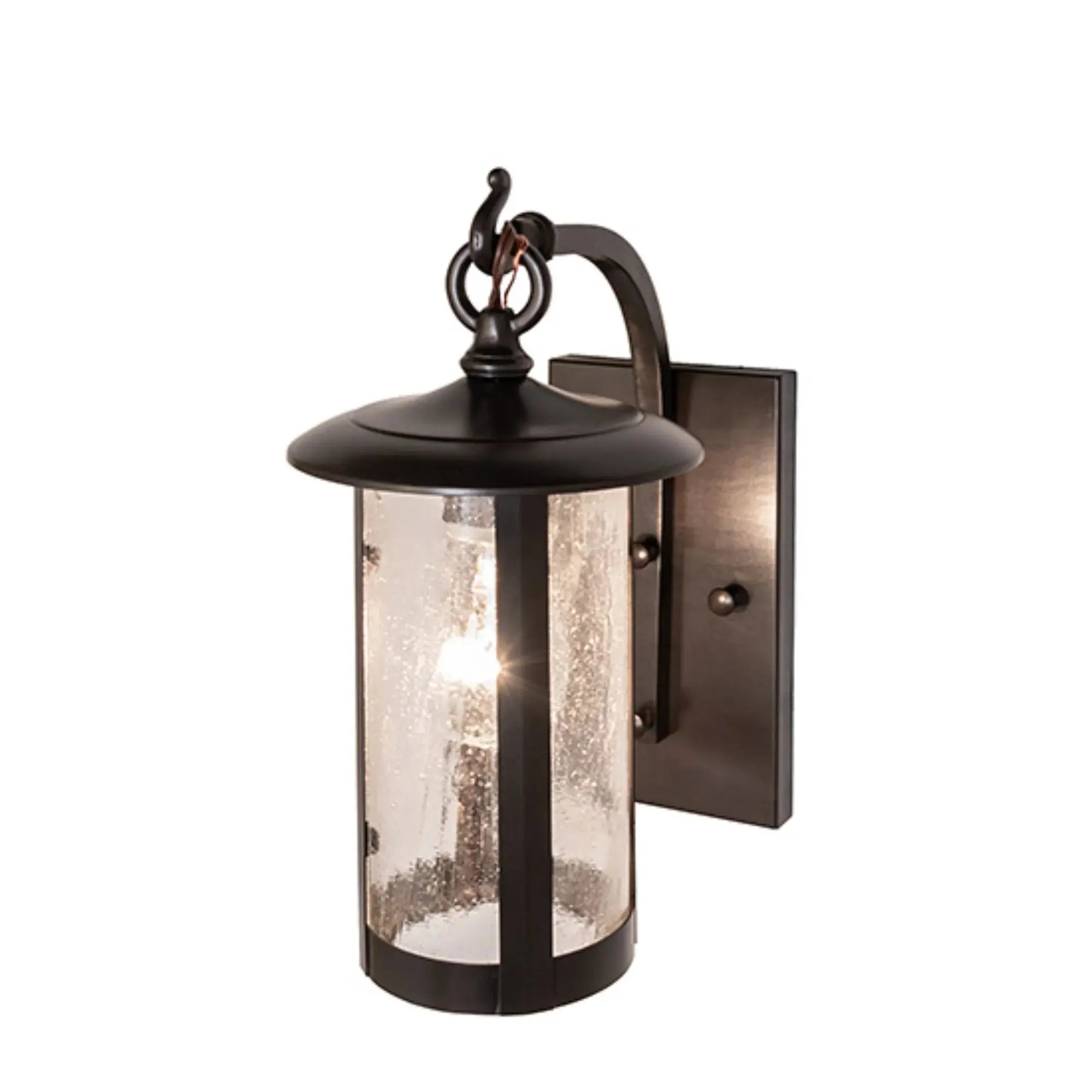 6" Wide Fulton Prime Wall Sconce – Craftsman Brown – Clear Seeded Glass – Wet-Rated – Meyda Lighting Meyda Lighting