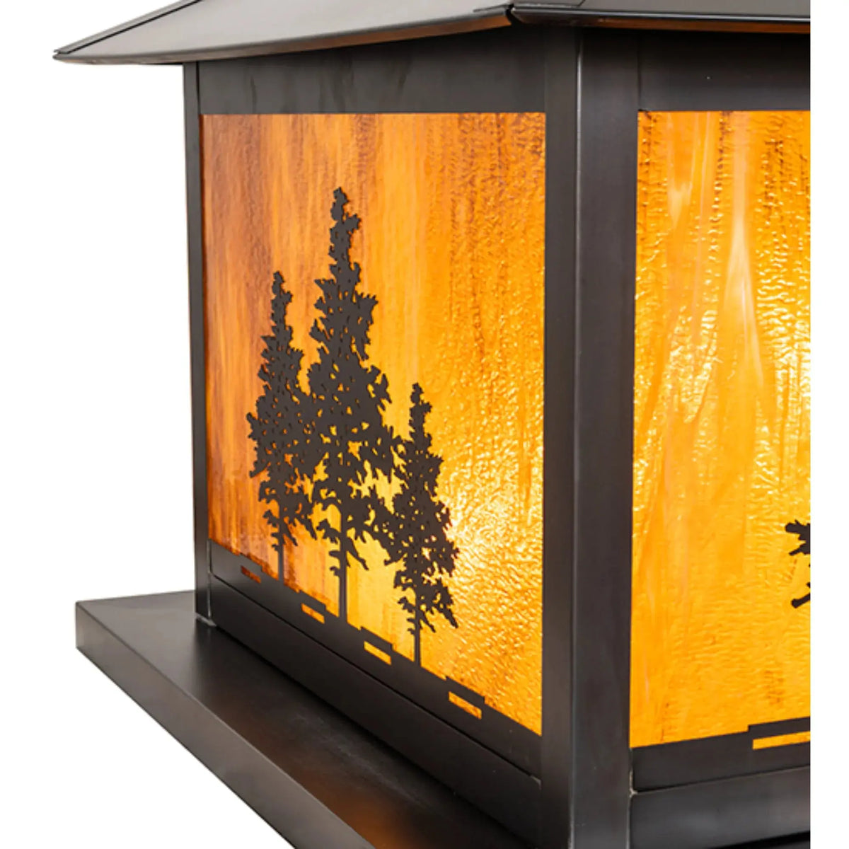 30" Square Tamarack Pier Mount – Craftsman Brown – Honey Art Glass – Wet-Rated – Meyda Lighting Meyda Lighting