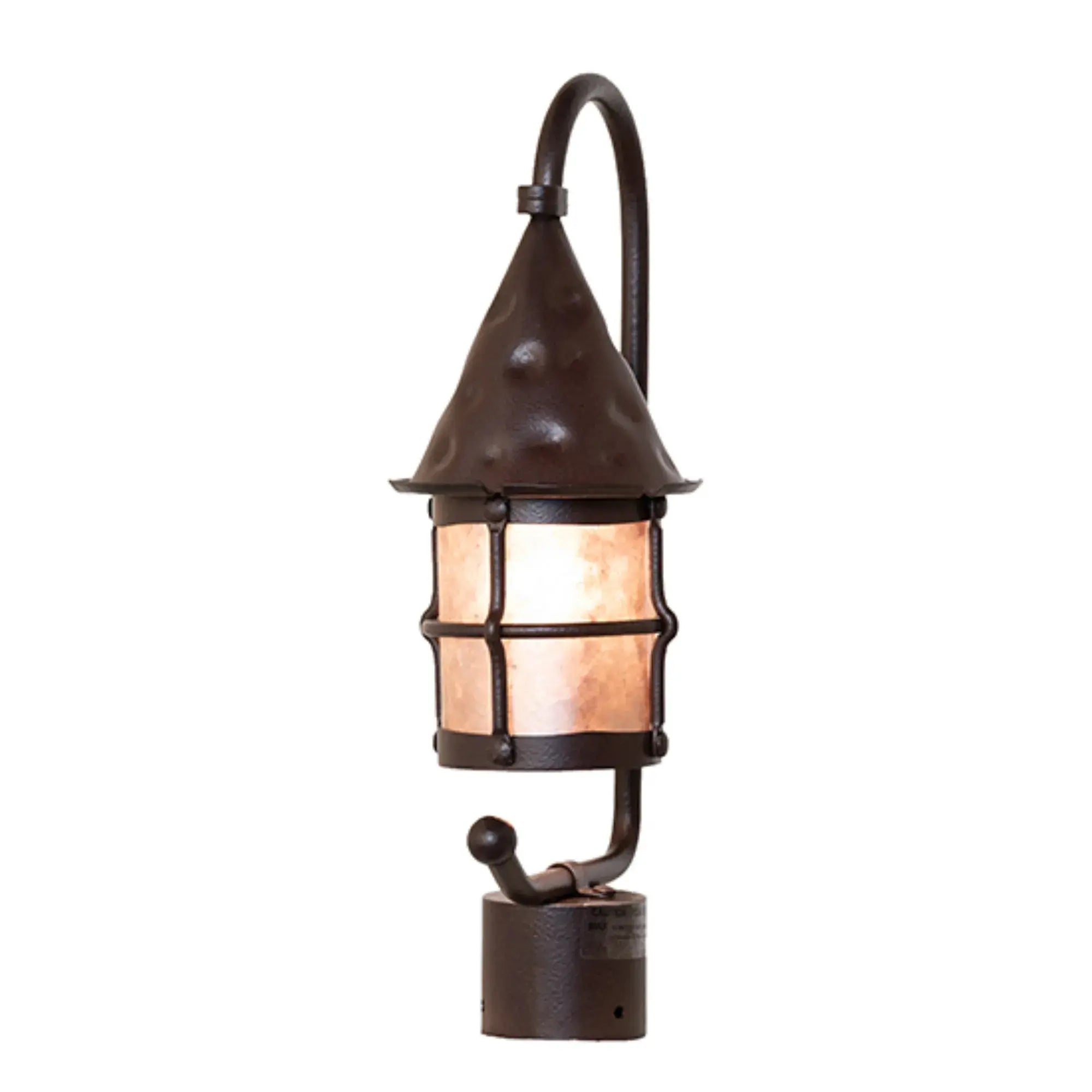 7.5" Wide Keebler Post Mount – Distressed Rust – Silver Mica – Wet-Rated – Meyda Lighting Meyda Lighting