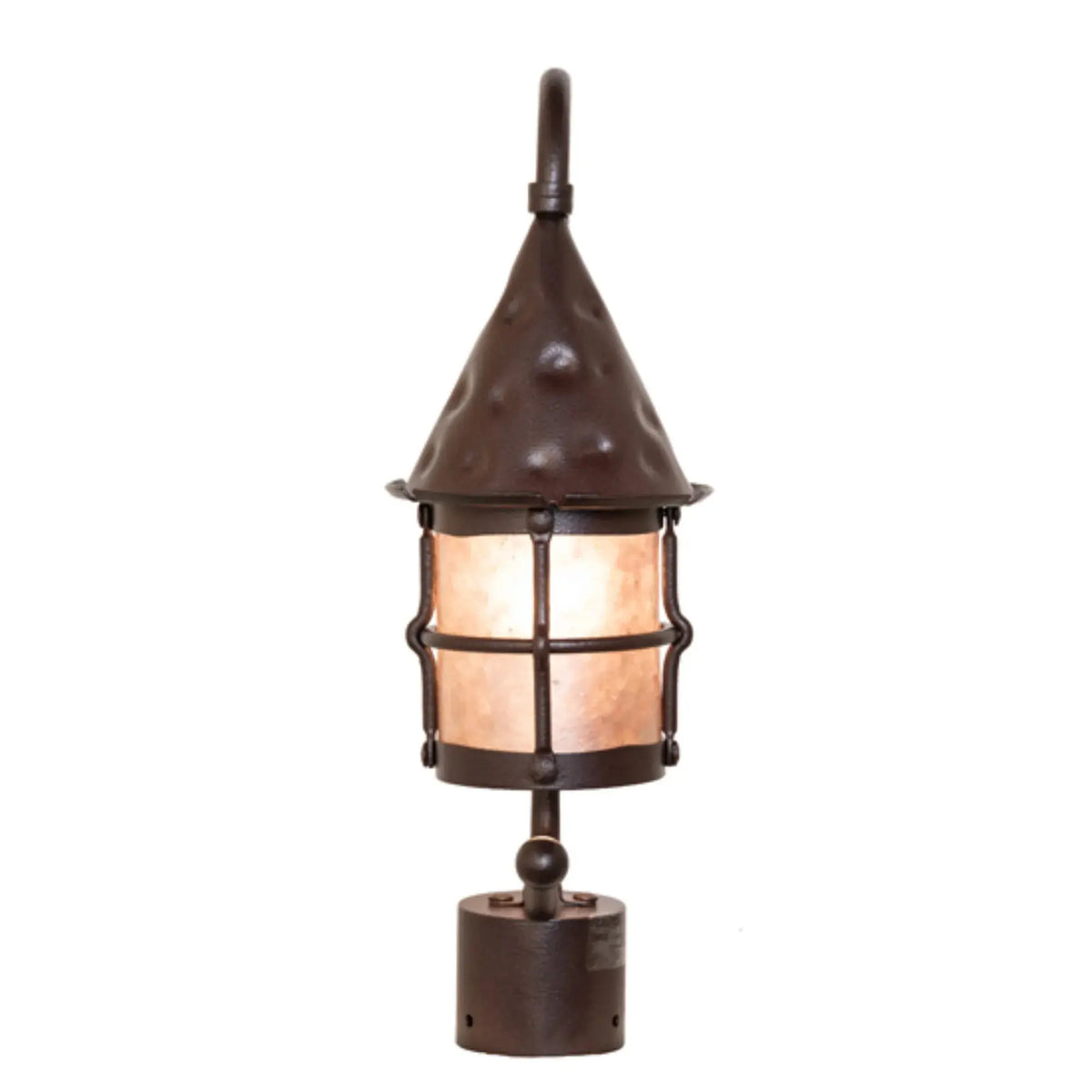 7.5" Wide Keebler Post Mount – Distressed Rust – Silver Mica – Wet-Rated – Meyda Lighting Meyda Lighting