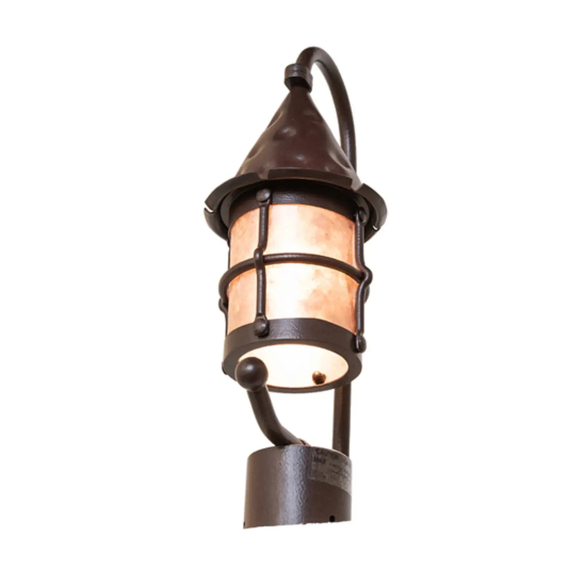 7.5" Wide Keebler Post Mount – Distressed Rust – Silver Mica – Wet-Rated – Meyda Lighting Meyda Lighting