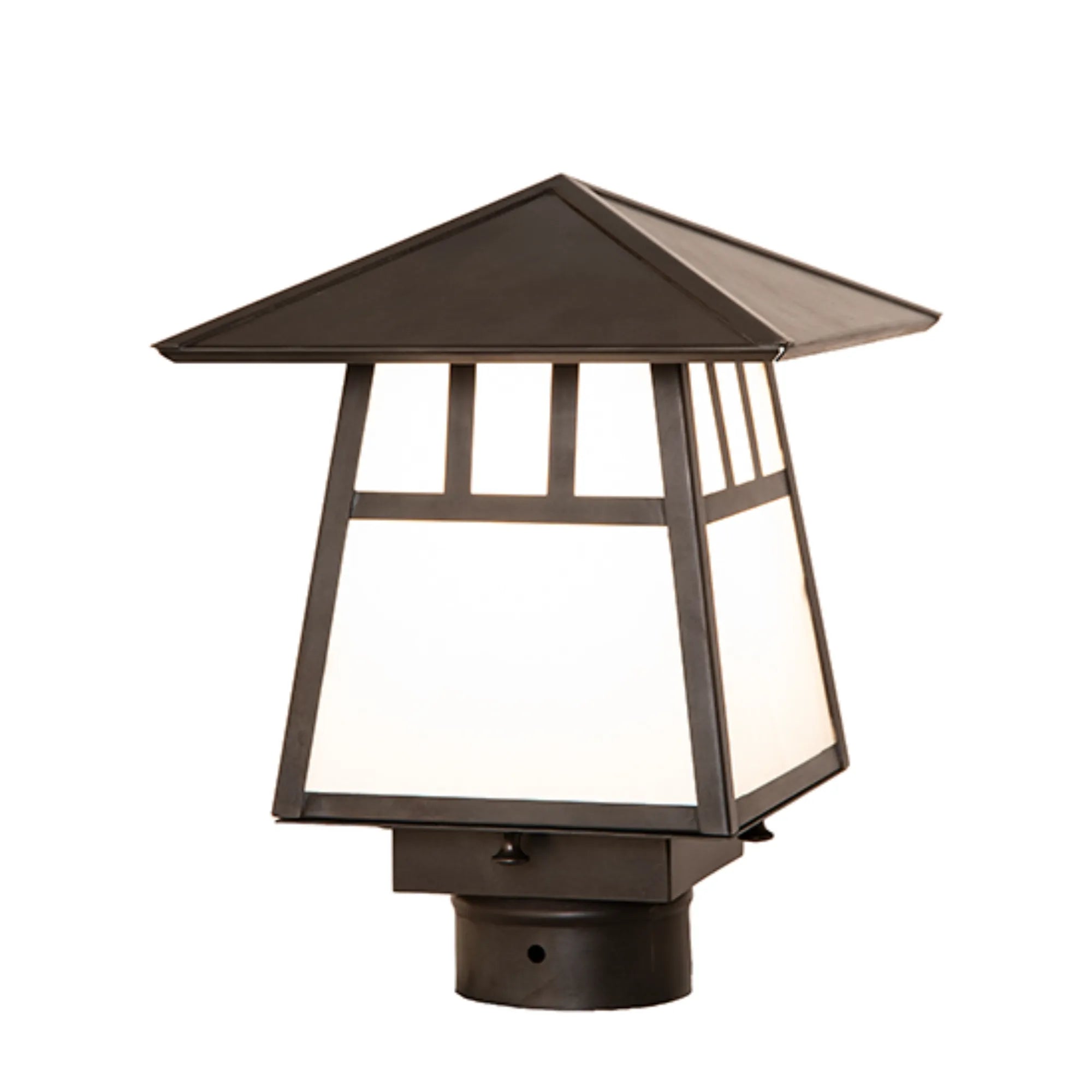 8" Square Stillwater Double Bar Mission Post Mount – Black Patina – Wet-Rated – Meyda Lighting