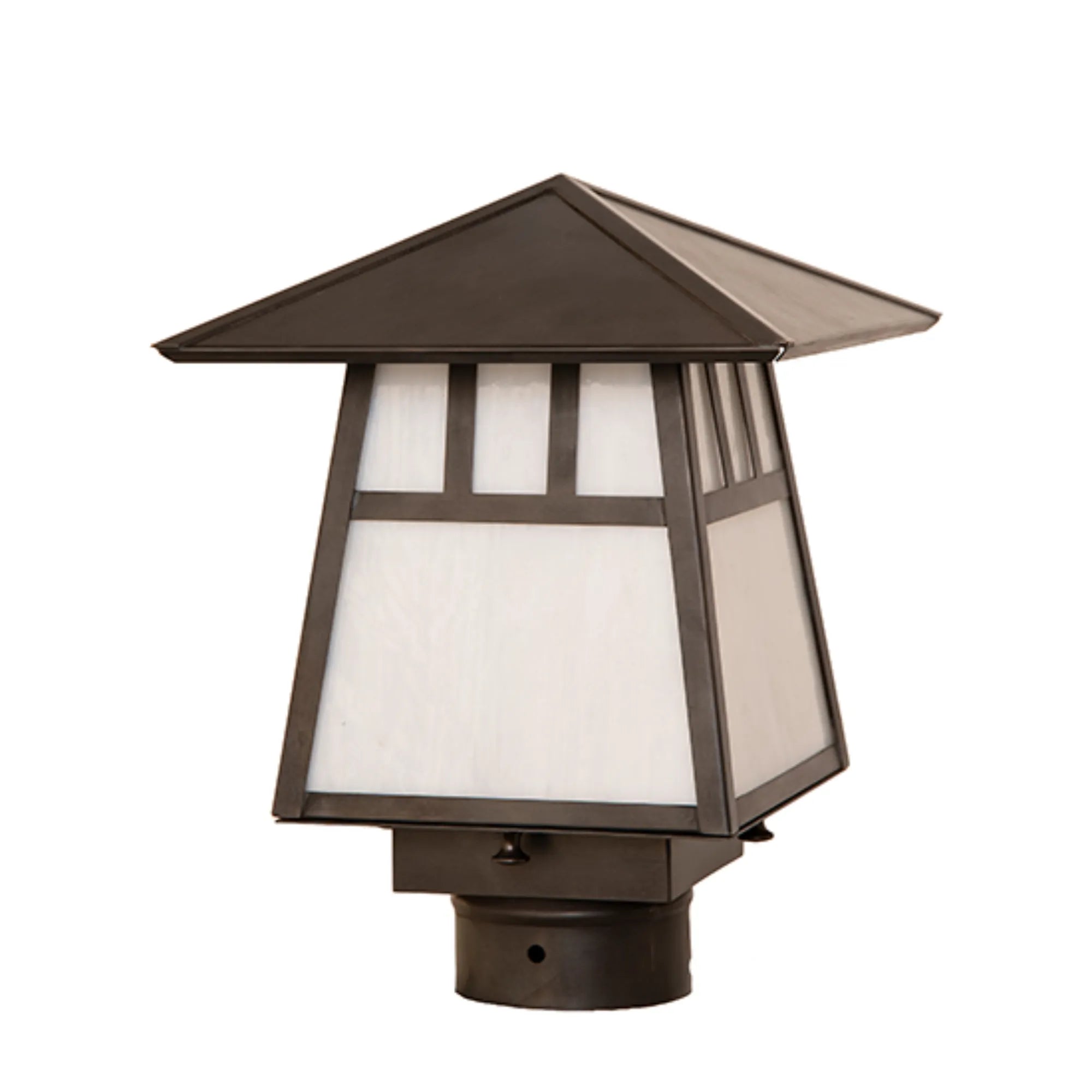 8" Square Stillwater Double Bar Mission Post Mount – Black Patina – Wet-Rated – Meyda Lighting