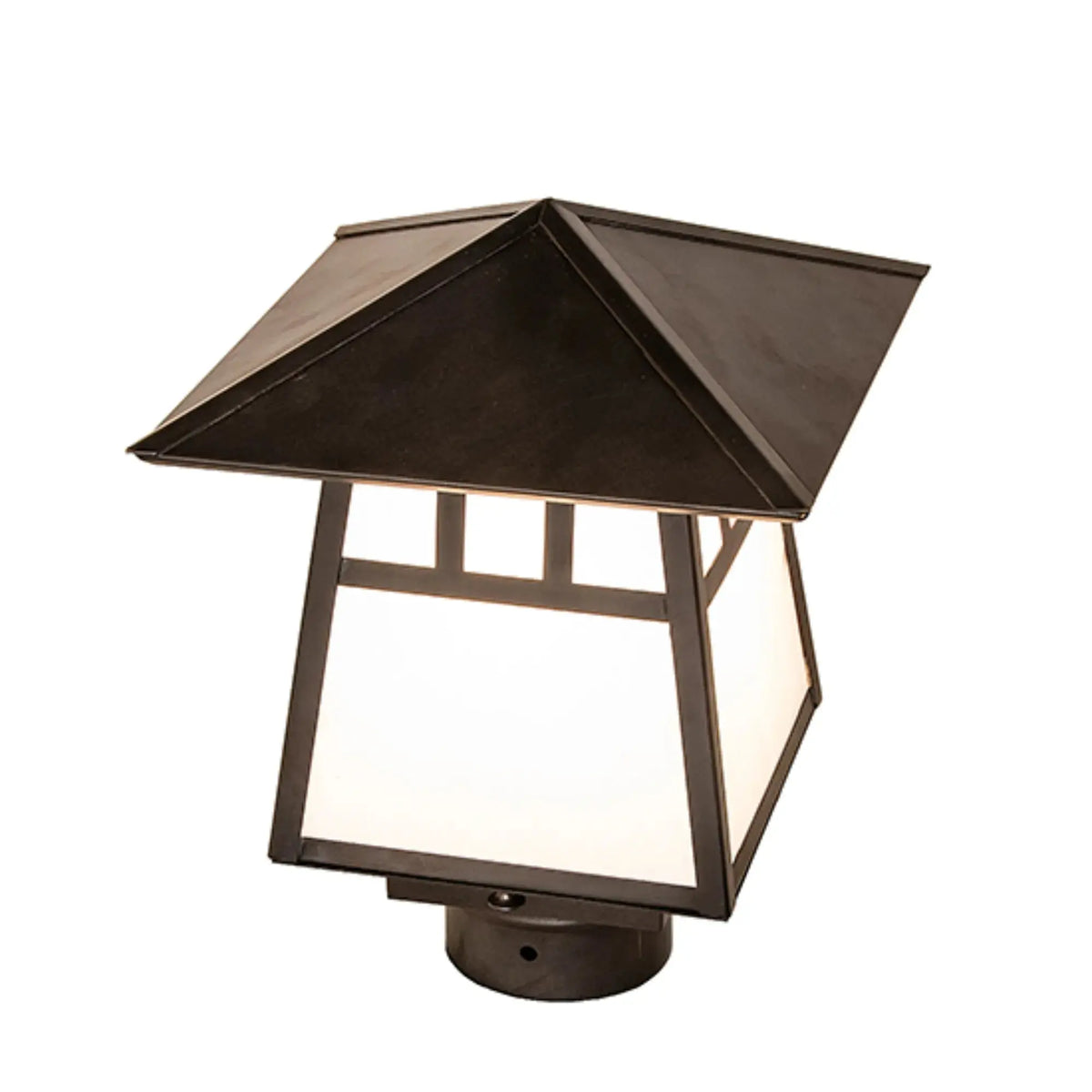 8" Square Stillwater Double Bar Mission Post Mount – Black Patina – Wet-Rated – Meyda Lighting Meyda Lighting