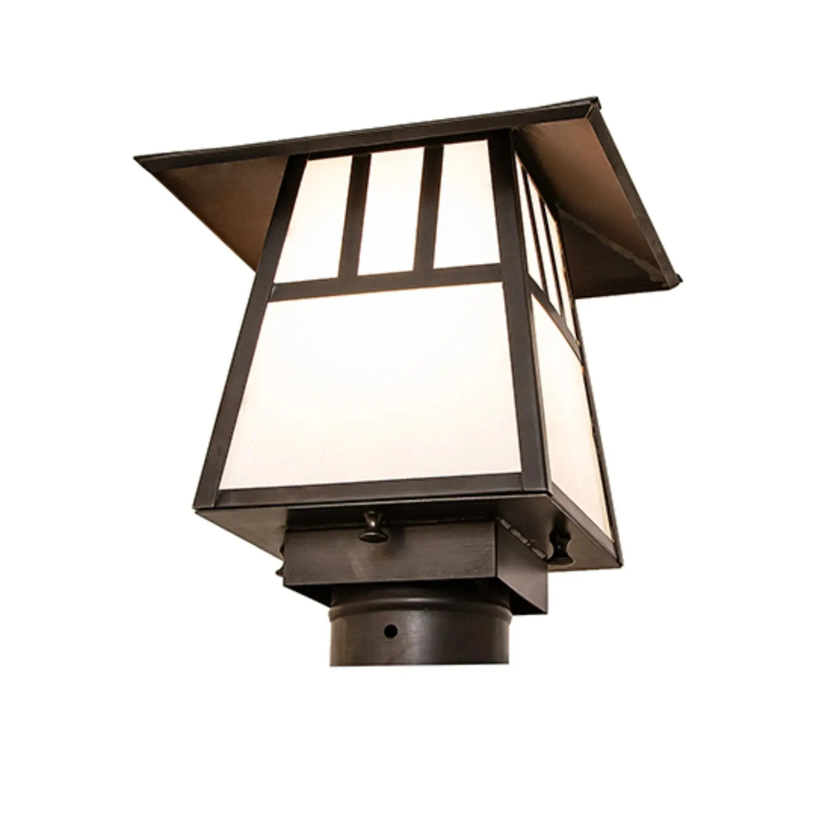 8" Square Stillwater Double Bar Mission Post Mount – Black Patina – Wet-Rated – Meyda Lighting Meyda Lighting