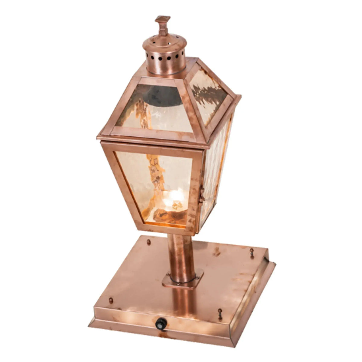 12.5" Square Corrina Pier Mount – Raw Copper – Rose Gold Glass – Wet-Rated – Meyda Lighting Meyda Lighting