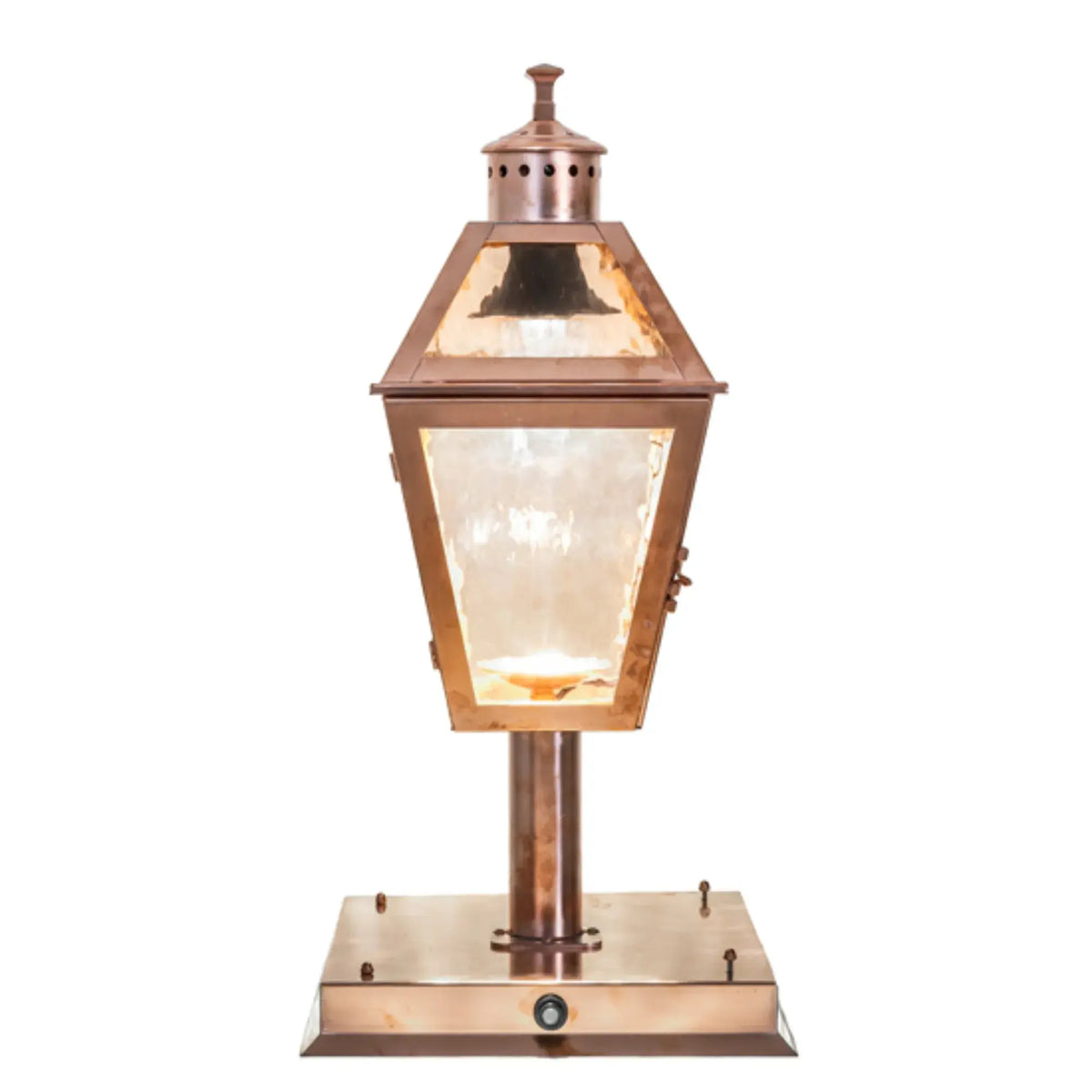 12.5" Square Corrina Pier Mount – Raw Copper – Rose Gold Glass – Wet-Rated – Meyda Lighting Meyda Lighting