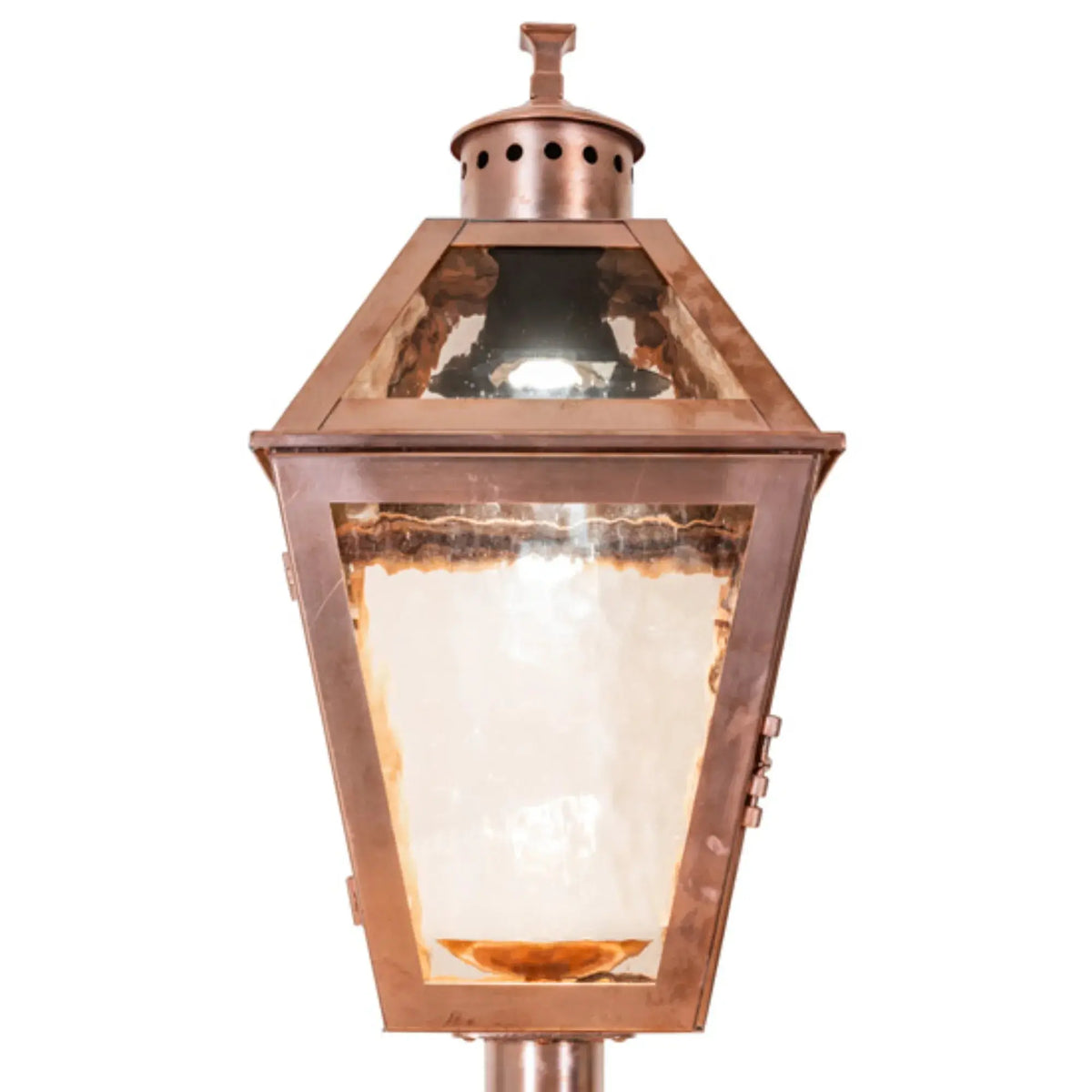 12.5" Square Corrina Pier Mount – Raw Copper – Rose Gold Glass – Wet-Rated – Meyda Lighting Meyda Lighting