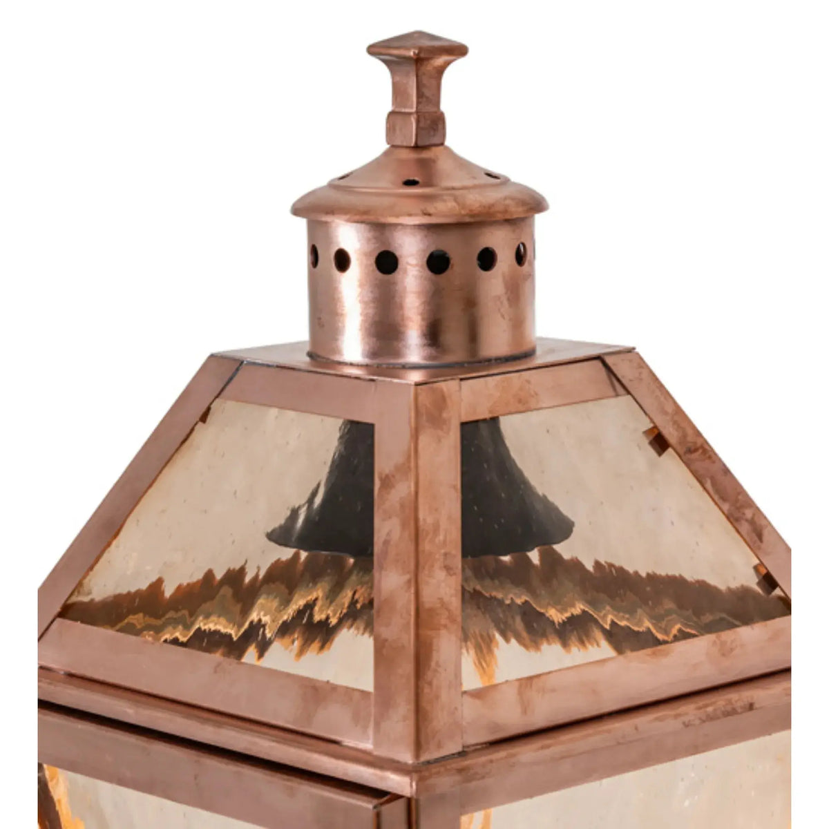12.5" Square Corrina Pier Mount – Raw Copper – Rose Gold Glass – Wet-Rated – Meyda Lighting Meyda Lighting