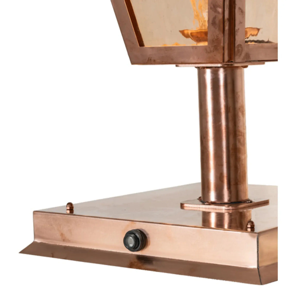 12.5" Square Corrina Pier Mount – Raw Copper – Rose Gold Glass – Wet-Rated – Meyda Lighting Meyda Lighting
