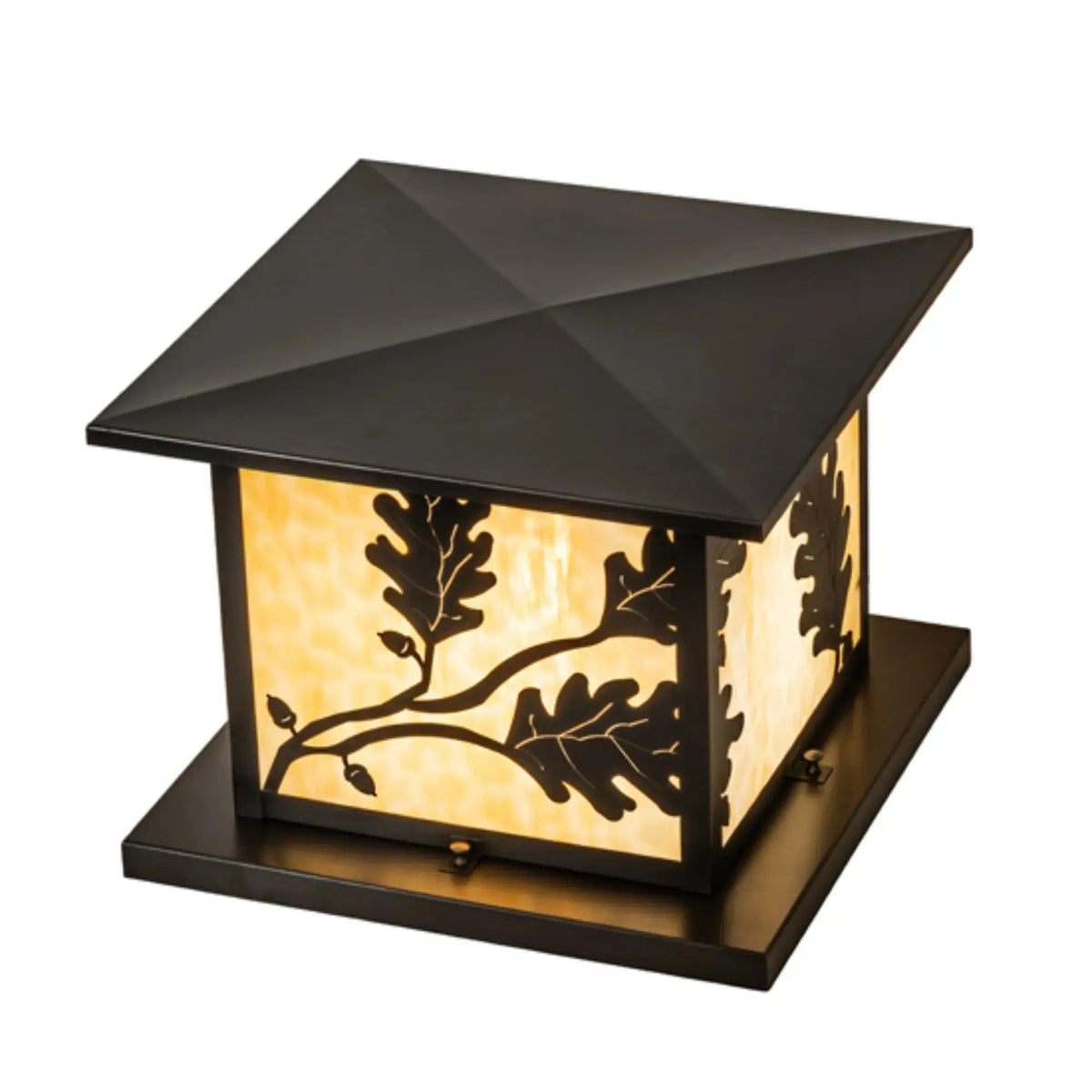 16" Square Hyde Park Oak Leaf Pier Mount – Craftsman Brown – Wet-Rated – Meyda Lighting Meyda Lighting