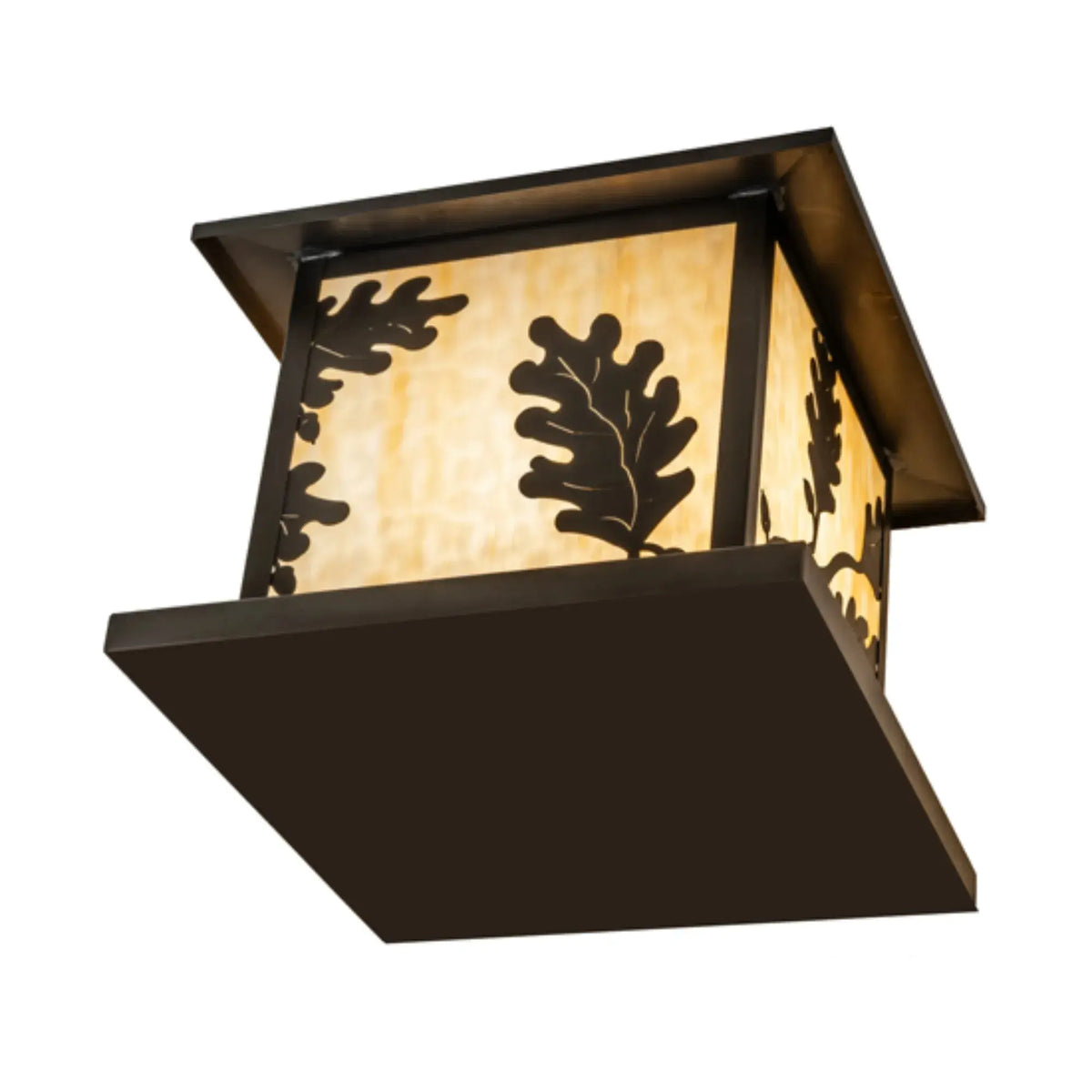 16" Square Hyde Park Oak Leaf Pier Mount – Craftsman Brown – Wet-Rated – Meyda Lighting Meyda Lighting