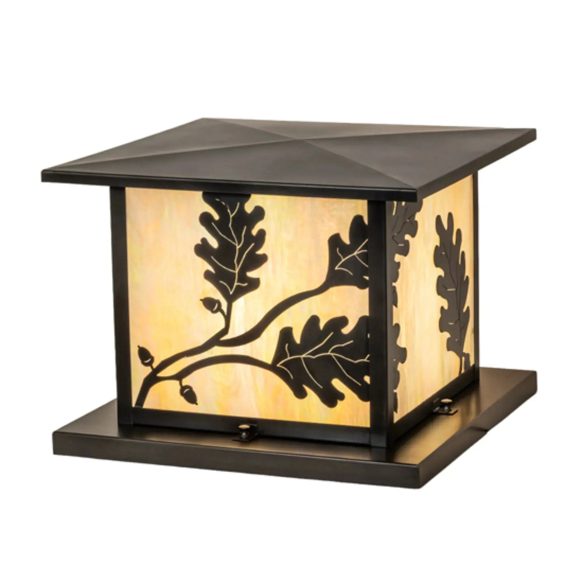 16" Square Hyde Park Oak Leaf Pier Mount – Craftsman Brown – Wet-Rated – Meyda Lighting Meyda Lighting