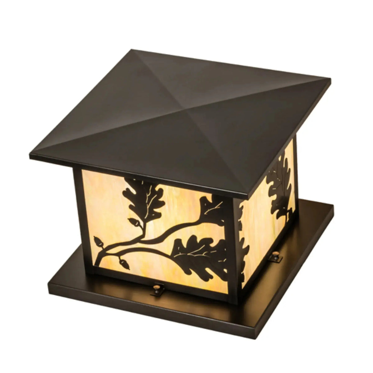 16" Square Hyde Park Oak Leaf Pier Mount – Craftsman Brown – Wet-Rated – Meyda Lighting Meyda Lighting