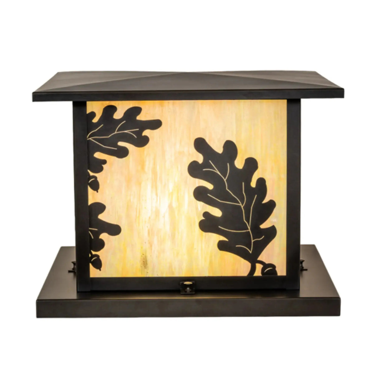 16" Square Hyde Park Oak Leaf Pier Mount – Craftsman Brown – Wet-Rated – Meyda Lighting Meyda Lighting