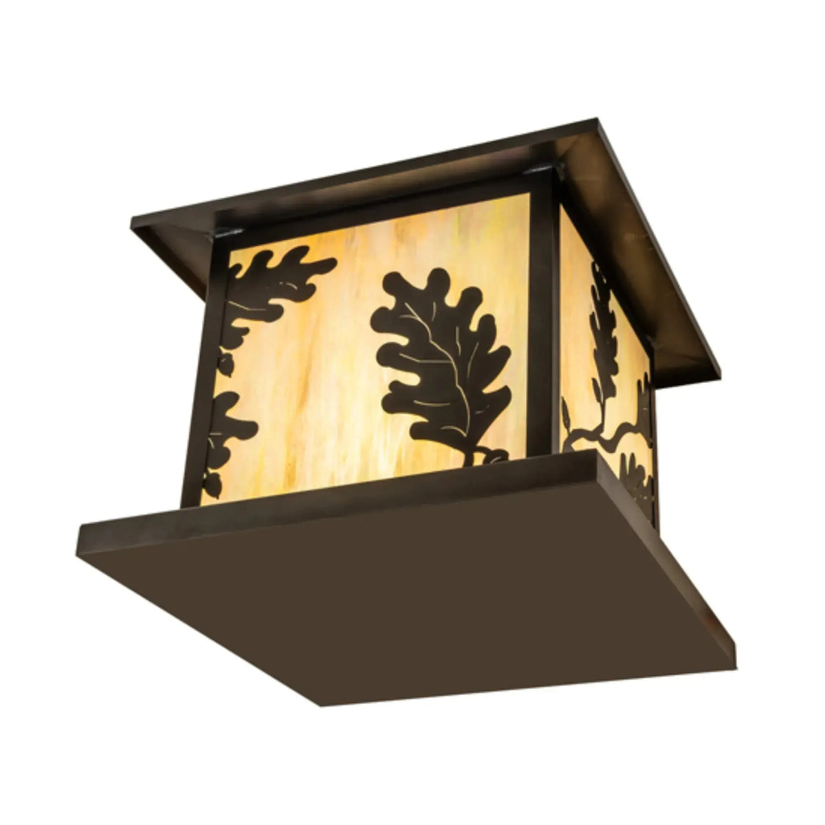 16" Square Hyde Park Oak Leaf Pier Mount – Craftsman Brown – Wet-Rated – Meyda Lighting Meyda Lighting